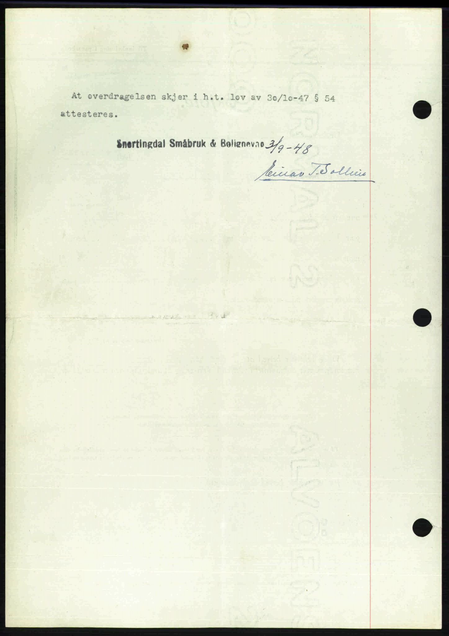 Toten tingrett, SAH/TING-006/H/Hb/Hbc/L0020: Mortgage book no. Hbc-20, 1948-1948, Diary no: : 2859/1948