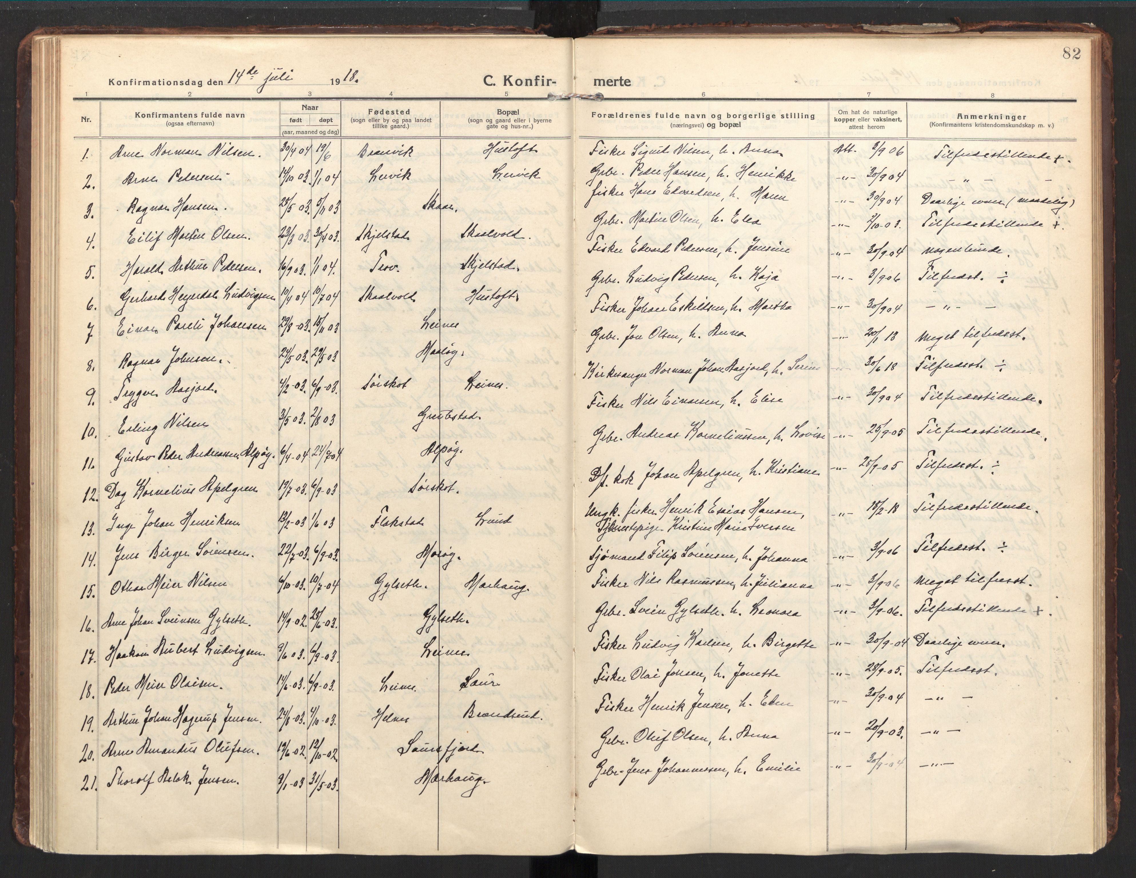 Ministerialprotokoller, klokkerbøker og fødselsregistre - Nordland, AV/SAT-A-1459/857/L0824: Parish register (official) no. 857A04, 1917-1943, p. 82