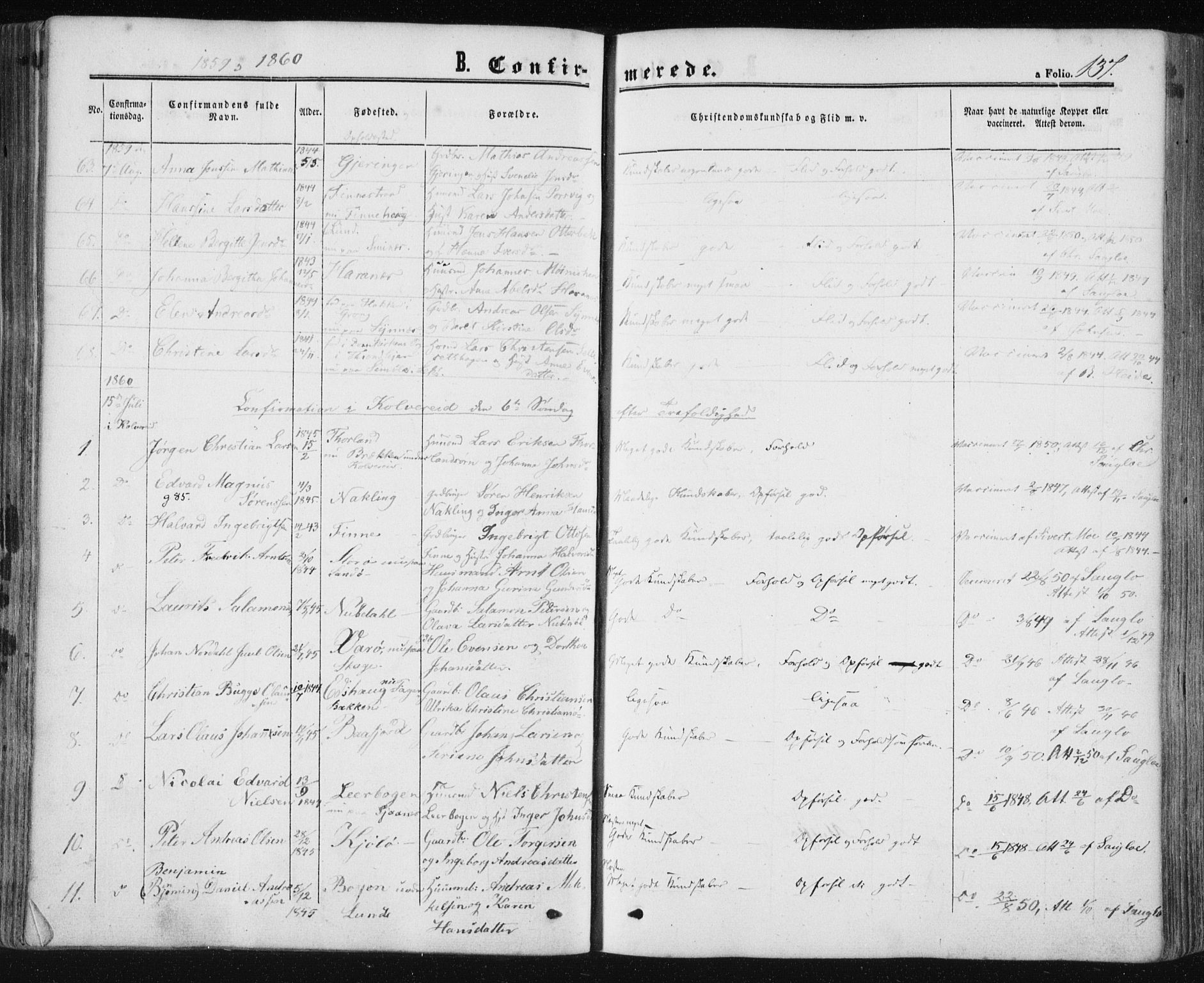 Ministerialprotokoller, klokkerbøker og fødselsregistre - Nord-Trøndelag, AV/SAT-A-1458/780/L0641: Parish register (official) no. 780A06, 1857-1874, p. 137