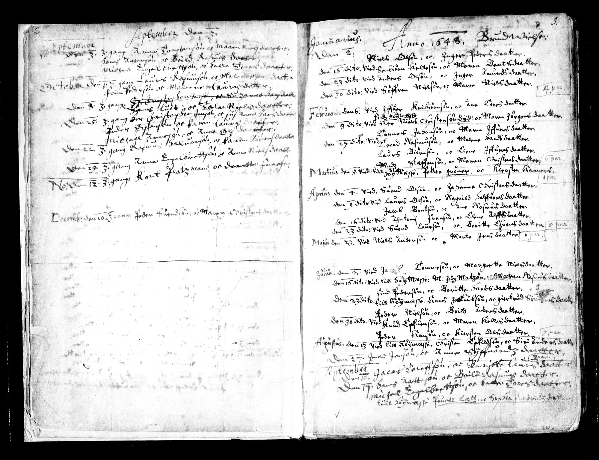 Oslo domkirke Kirkebøker, SAO/A-10752/F/Fa/L0001: Parish register (official) no. 1, 1648-1704, p. 2-3