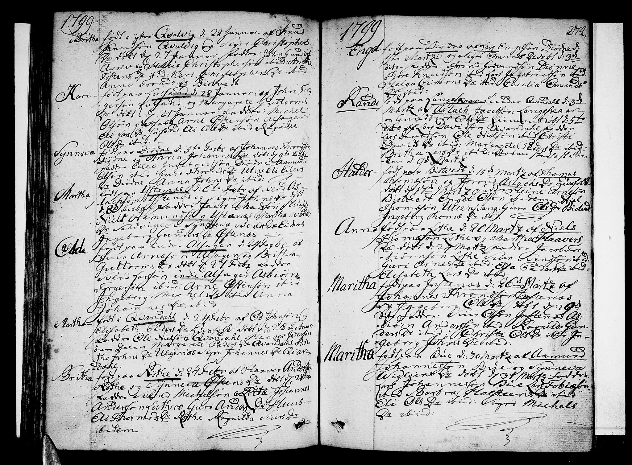 Ullensvang sokneprestembete, AV/SAB-A-78701/H/Haa: Parish register (official) no. A 7 /2, 1788-1804, p. 273-274