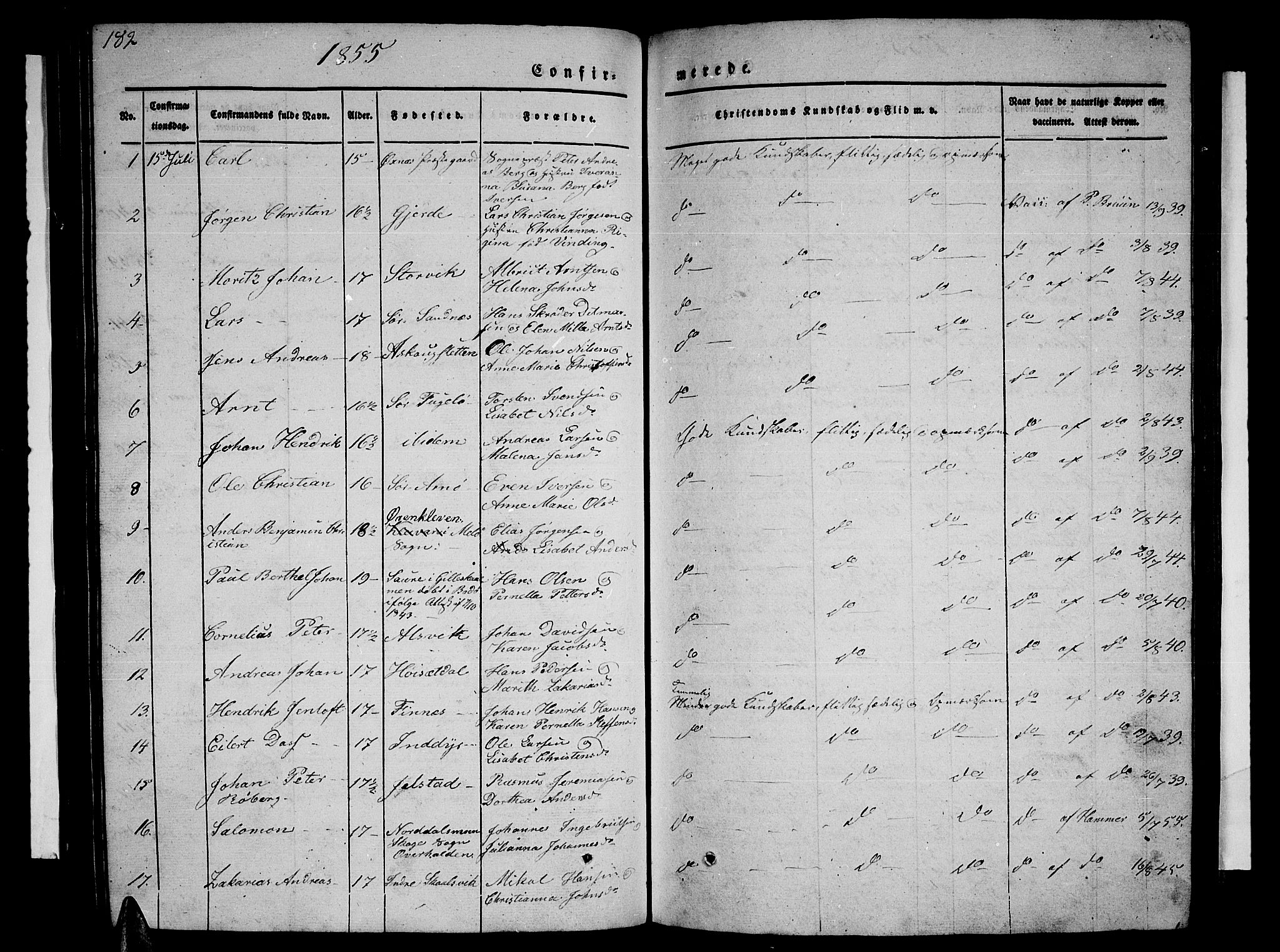 Ministerialprotokoller, klokkerbøker og fødselsregistre - Nordland, SAT/A-1459/805/L0106: Parish register (copy) no. 805C02, 1841-1861, p. 182