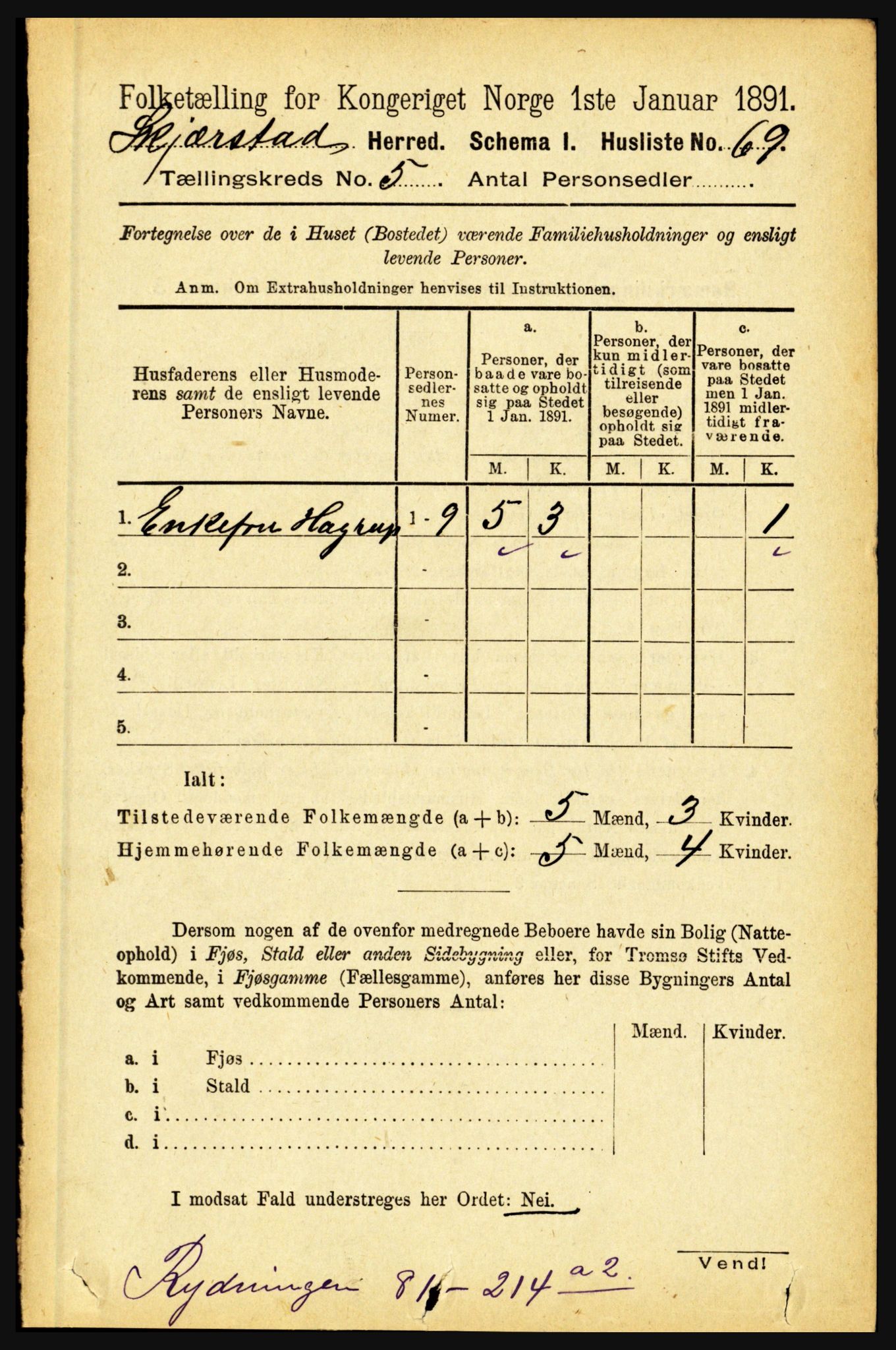 RA, 1891 census for 1842 Skjerstad, 1891, p. 1468