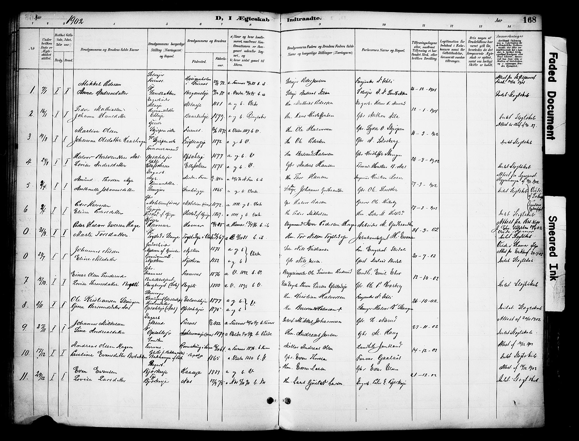 Ringsaker prestekontor, AV/SAH-PREST-014/K/Ka/L0016: Parish register (official) no. 16, 1891-1904, p. 168