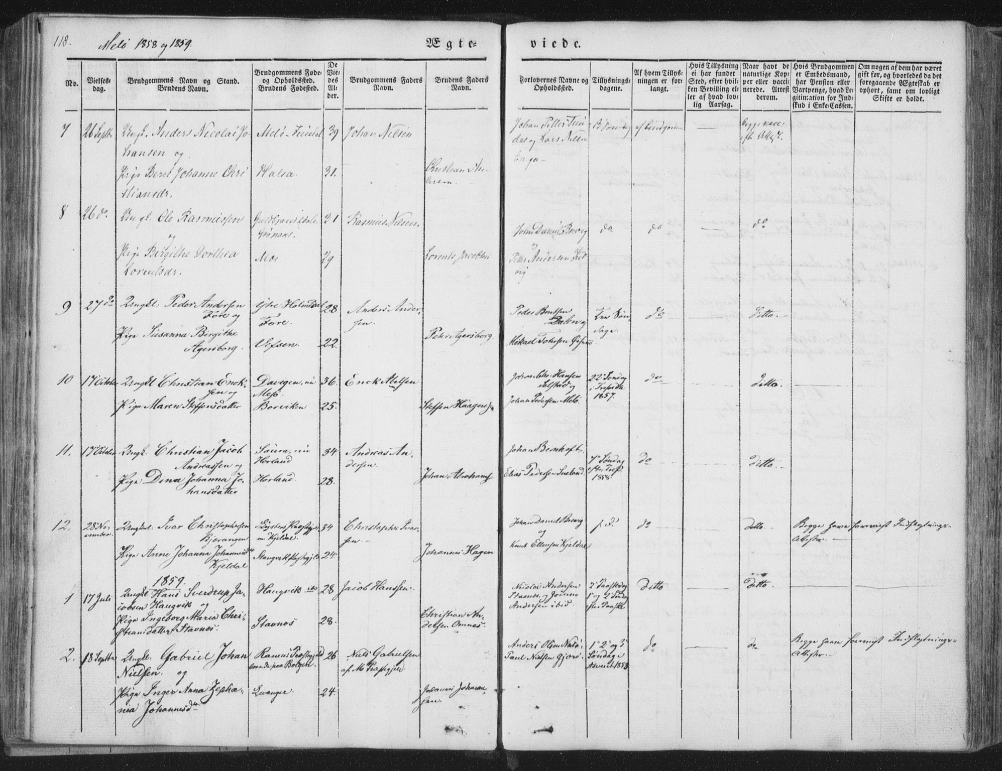Ministerialprotokoller, klokkerbøker og fødselsregistre - Nordland, SAT/A-1459/841/L0604: Parish register (official) no. 841A09 /2, 1845-1862, p. 118