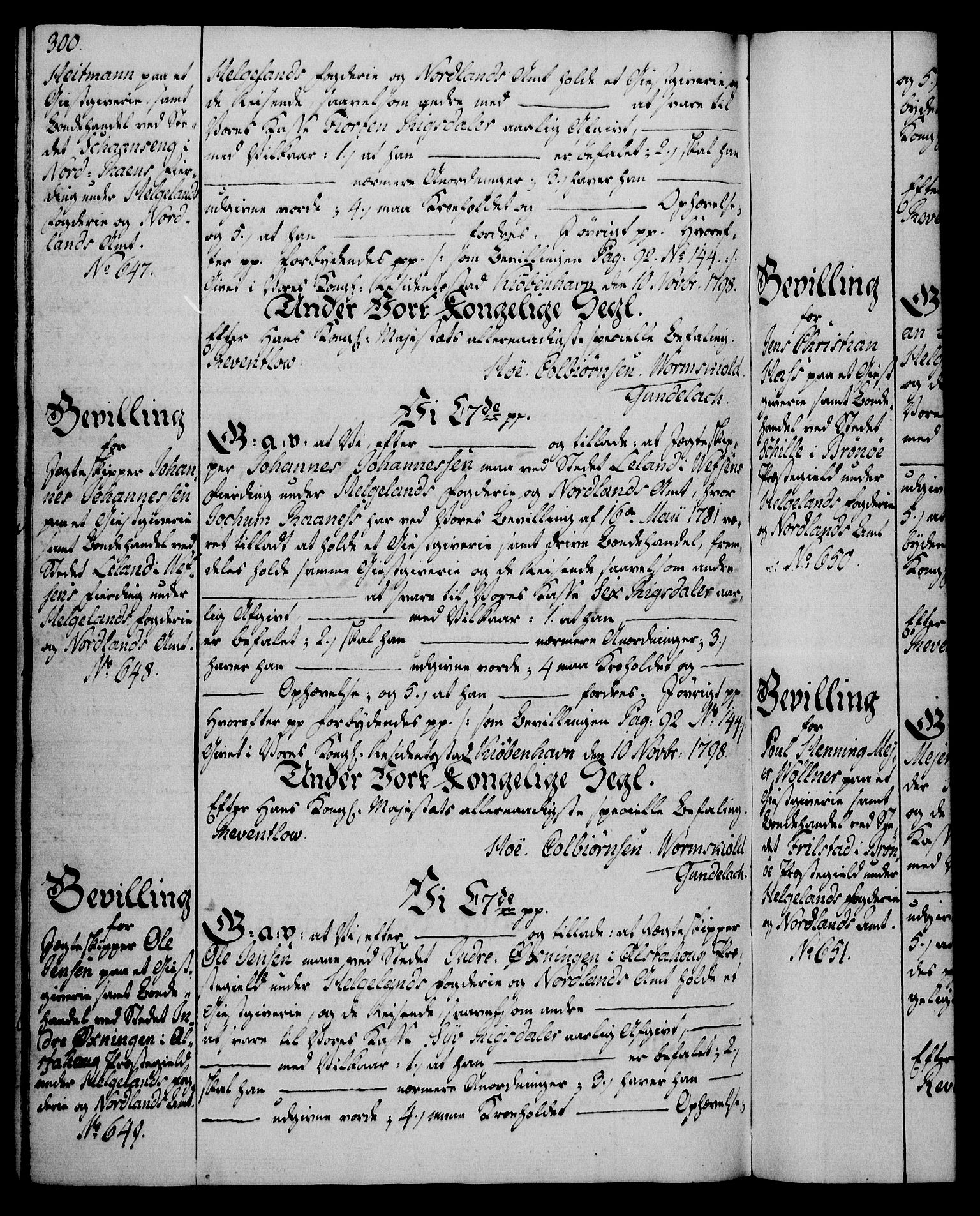 Rentekammeret, Kammerkanselliet, AV/RA-EA-3111/G/Gg/Gga/L0016: Norsk ekspedisjonsprotokoll med register (merket RK 53.16), 1794-1800, p. 300