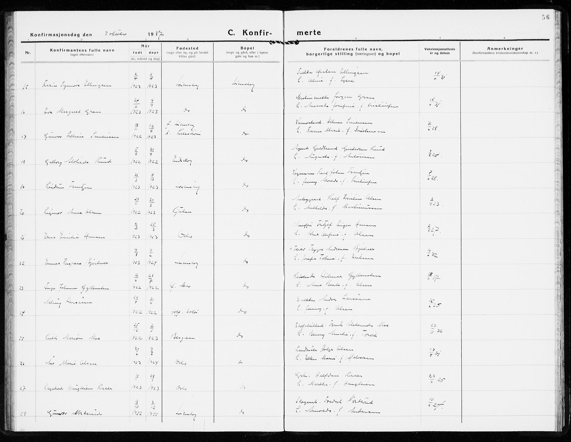 Skedsmo prestekontor Kirkebøker, AV/SAO-A-10033a/F/Fb/L0004: Parish register (official) no. II 4, 1931-1943, p. 56