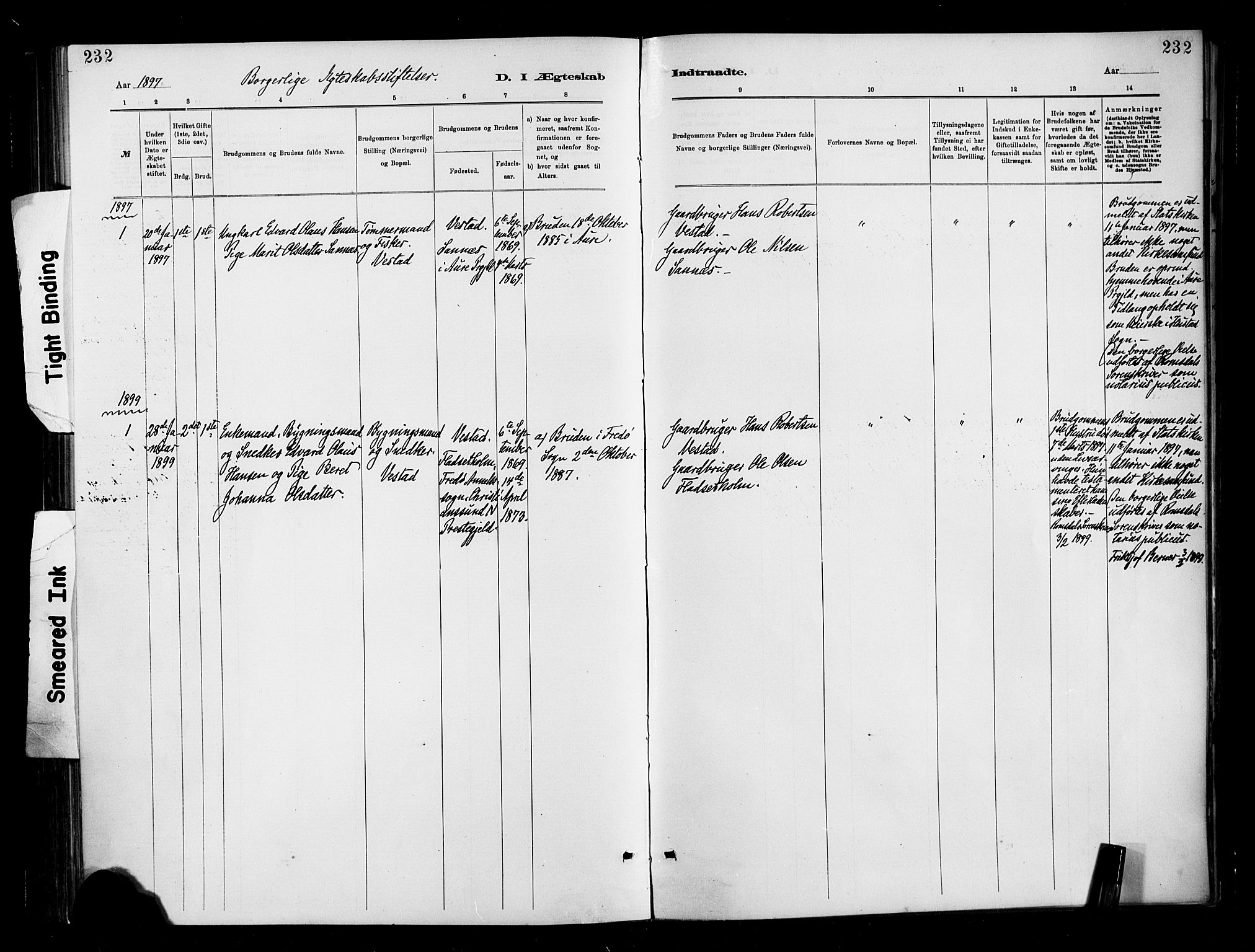 Ministerialprotokoller, klokkerbøker og fødselsregistre - Møre og Romsdal, SAT/A-1454/566/L0769: Parish register (official) no. 566A08, 1881-1903, p. 232