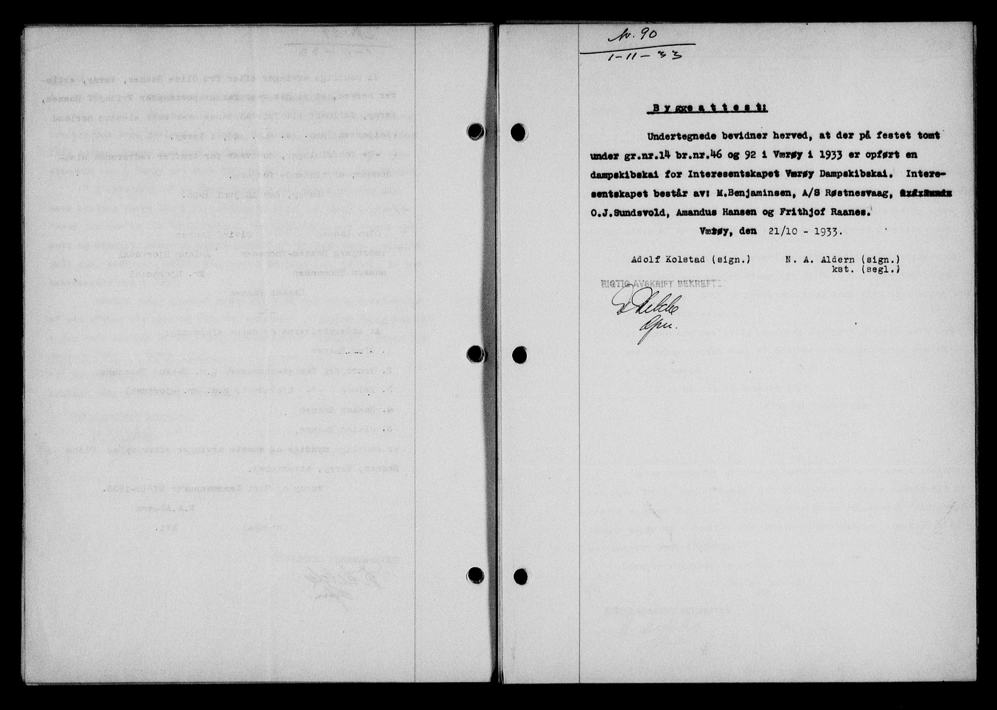 Lofoten sorenskriveri, SAT/A-0017/1/2/2C/L0028b: Mortgage book no. 28b, 1933-1933, Deed date: 01.11.1933