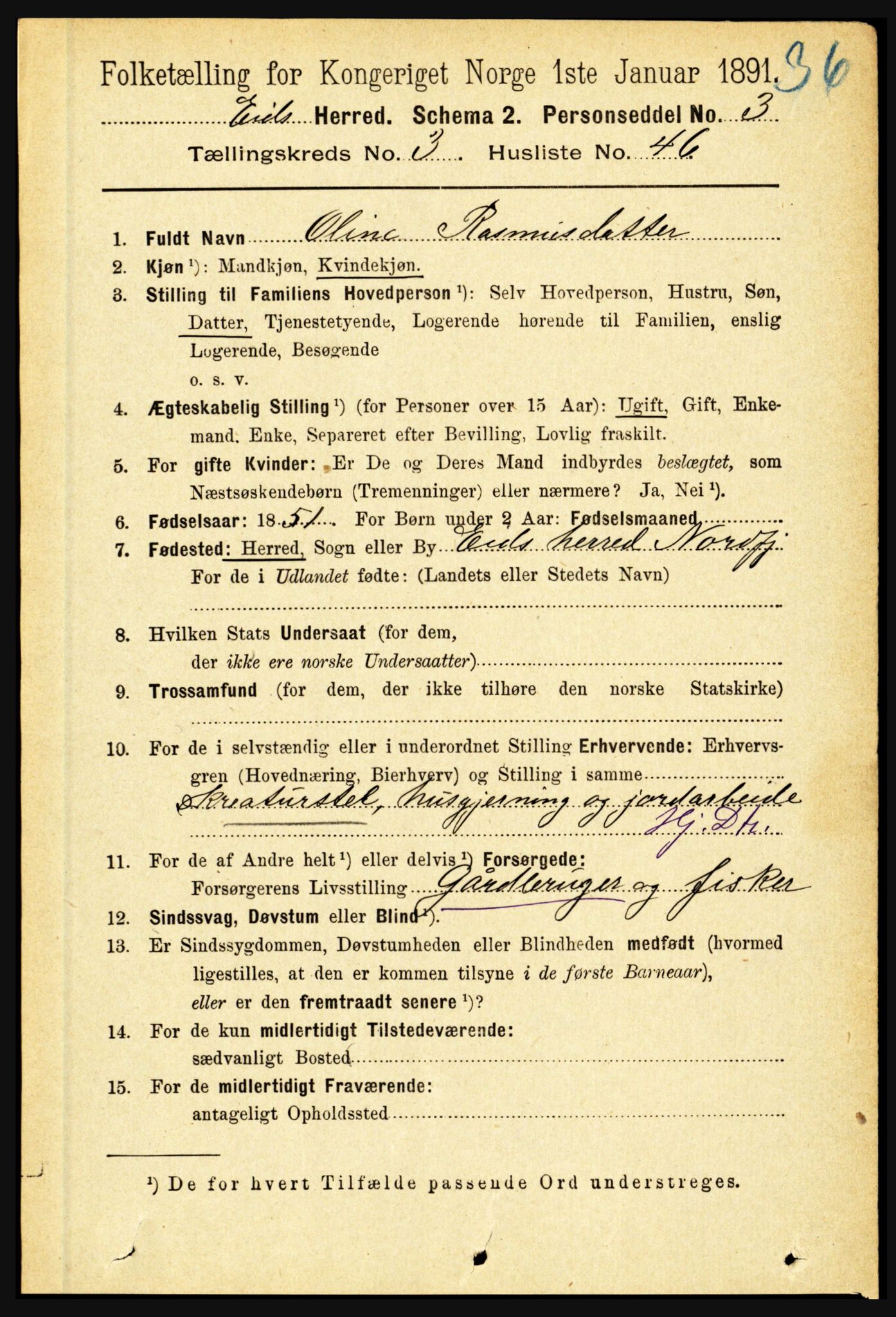 RA, 1891 census for 1443 Eid, 1891, p. 828