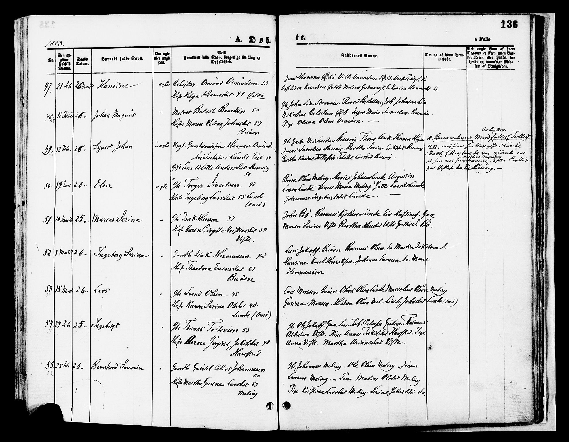 Hetland sokneprestkontor, AV/SAST-A-101826/30/30BA/L0008: Parish register (official) no. A 8, 1877-1884, p. 136