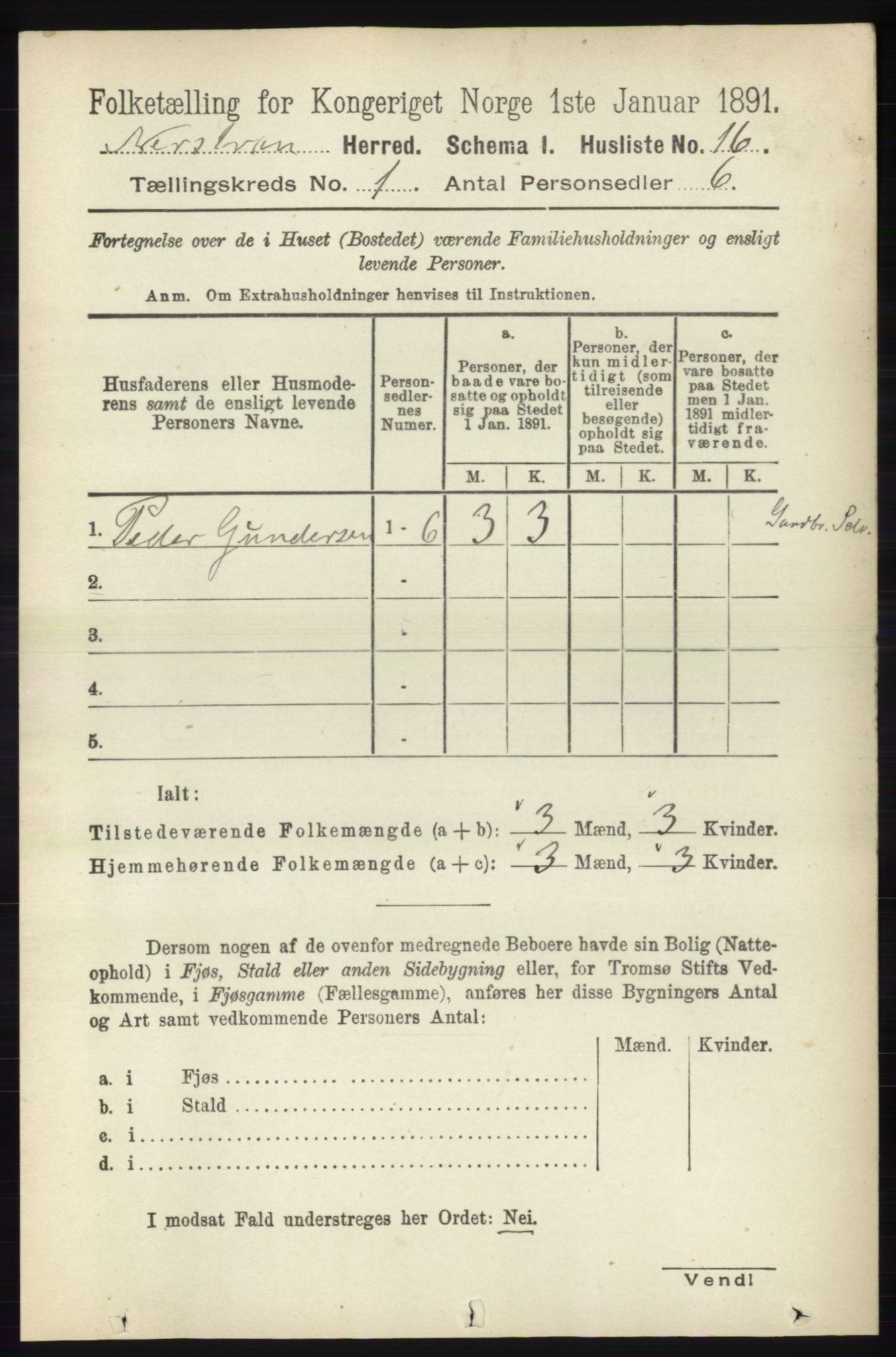 RA, 1891 census for 1139 Nedstrand, 1891, p. 42