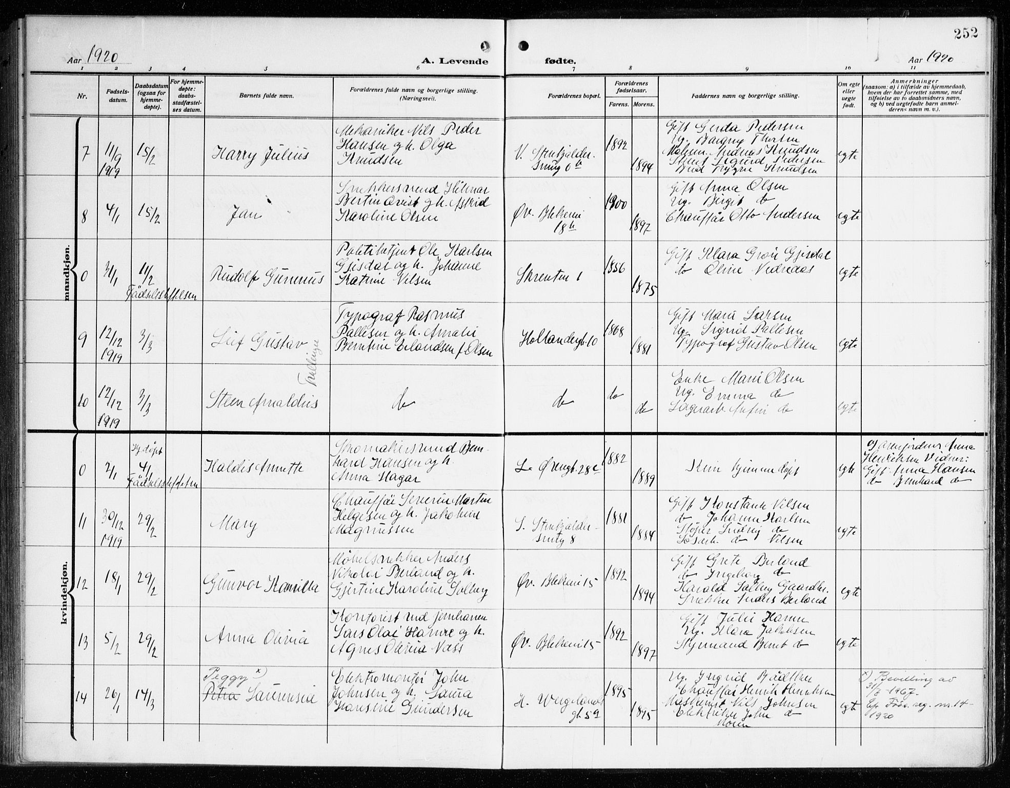 Korskirken sokneprestembete, AV/SAB-A-76101/H/Haa: Parish register (official) no. B 10, 1909-1923, p. 252