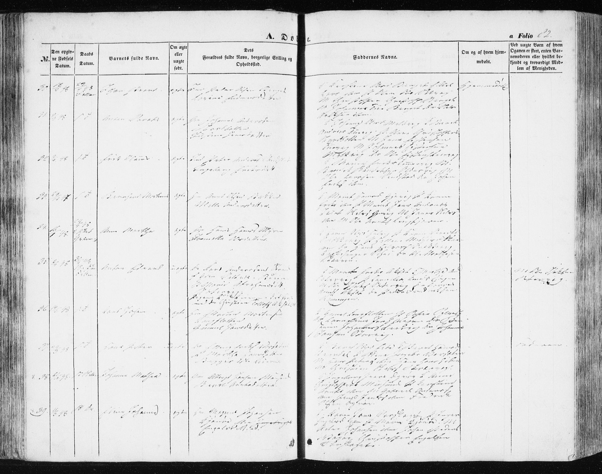 Ministerialprotokoller, klokkerbøker og fødselsregistre - Sør-Trøndelag, SAT/A-1456/634/L0529: Parish register (official) no. 634A05, 1843-1851, p. 82