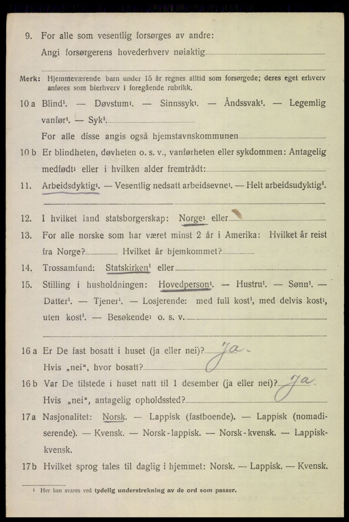 SAT, 1920 census for Tysfjord, 1920, p. 5862