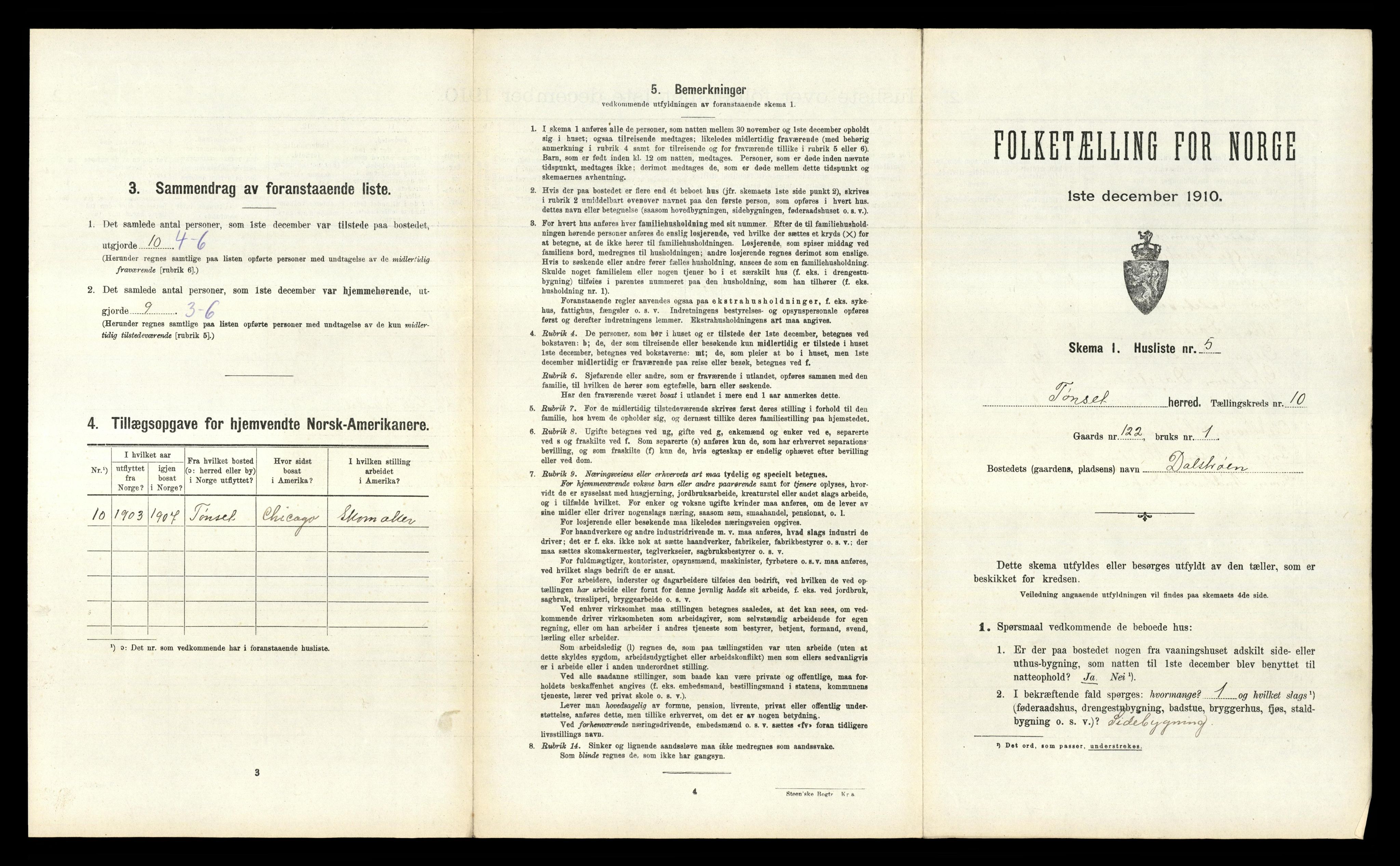 RA, 1910 census for Tynset, 1910, p. 1121