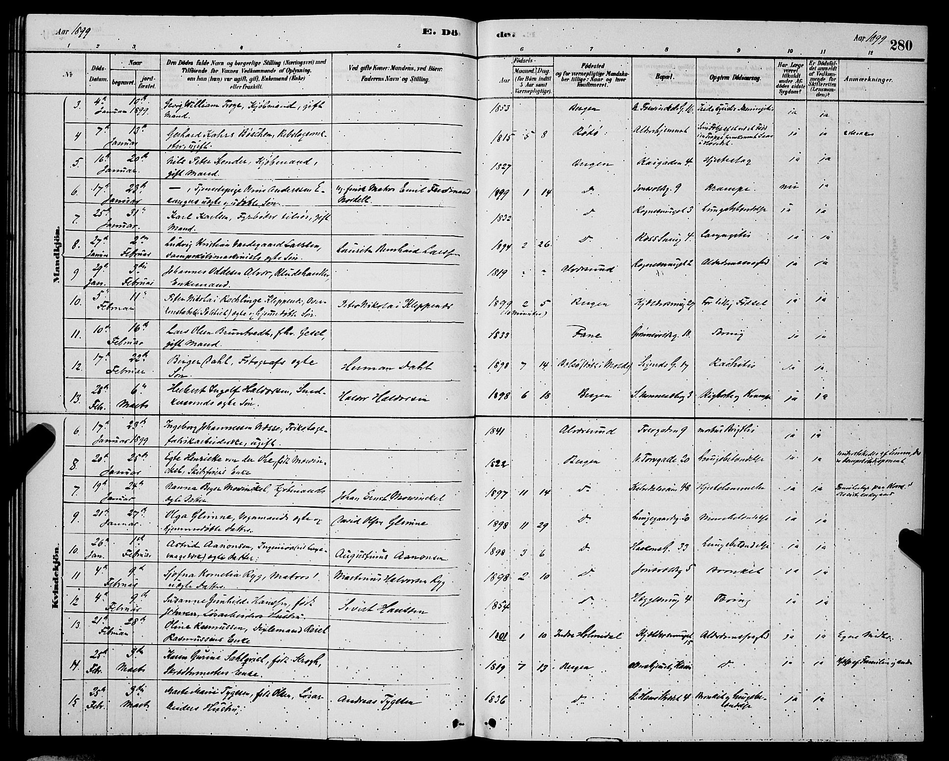 Domkirken sokneprestembete, AV/SAB-A-74801/H/Hab/L0041: Parish register (copy) no. E 5, 1878-1900, p. 280