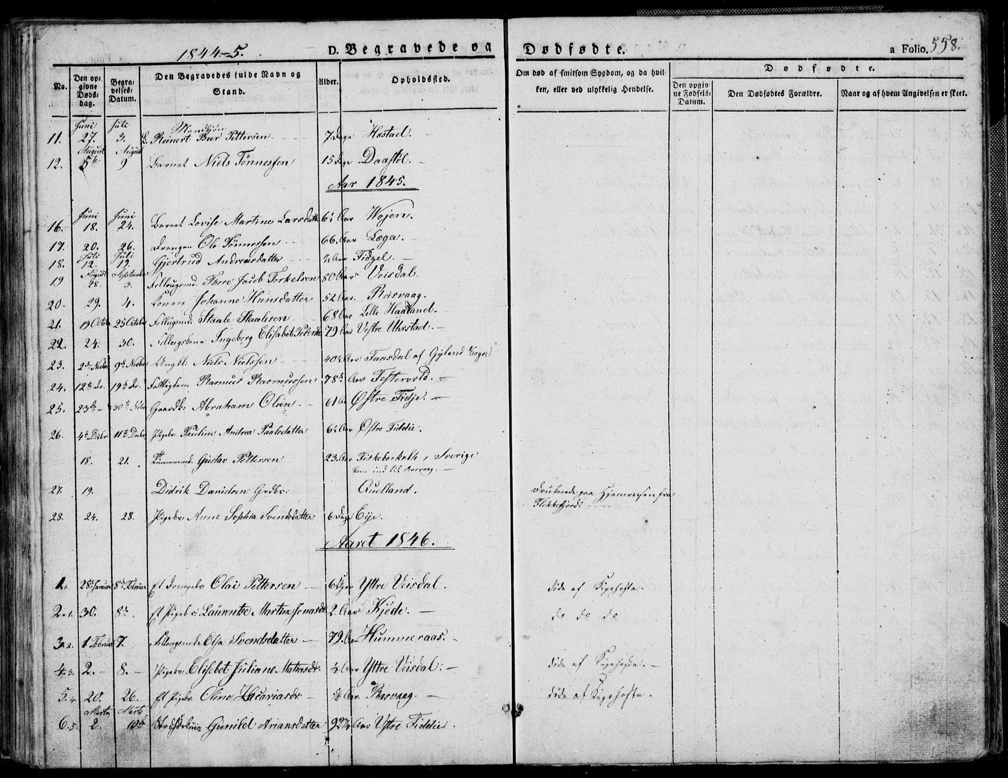 Flekkefjord sokneprestkontor, SAK/1111-0012/F/Fb/Fbb/L0002: Parish register (copy) no. B 2b, 1831-1866, p. 558