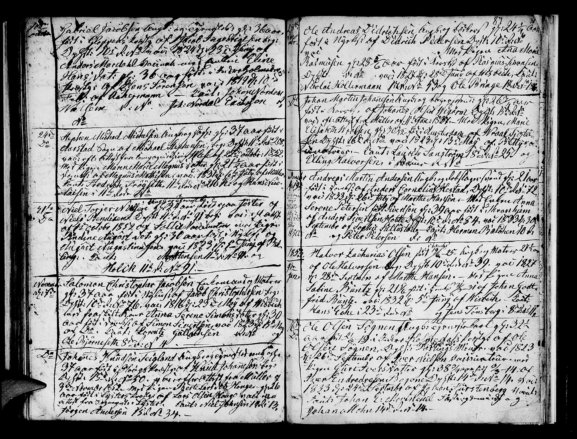 Domkirken sokneprestembete, SAB/A-74801/H/Hab/L0004: Parish register (copy) no. A 4, 1820-1854, p. 87