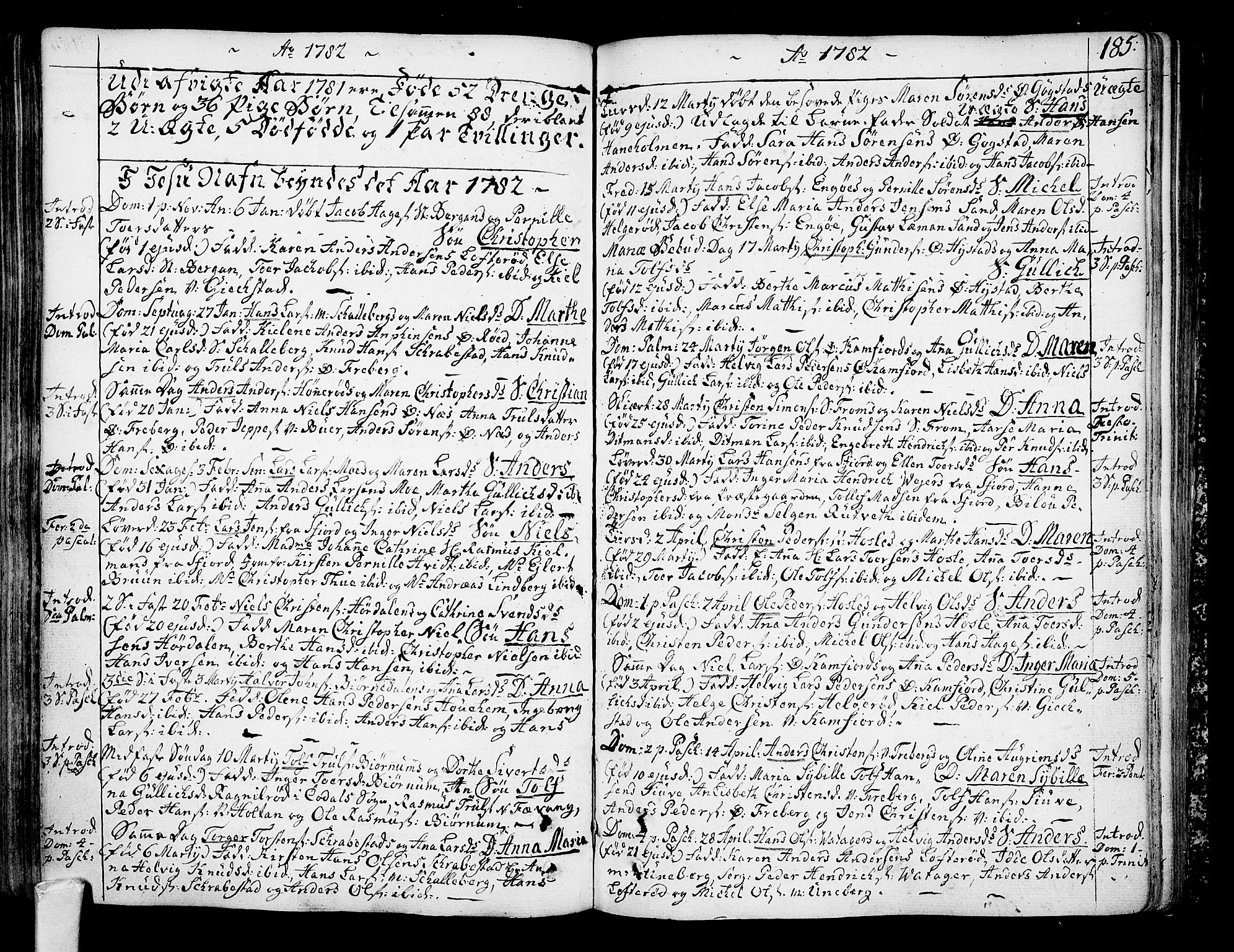 Sandar kirkebøker, SAKO/A-243/F/Fa/L0002: Parish register (official) no. 2, 1733-1788, p. 185