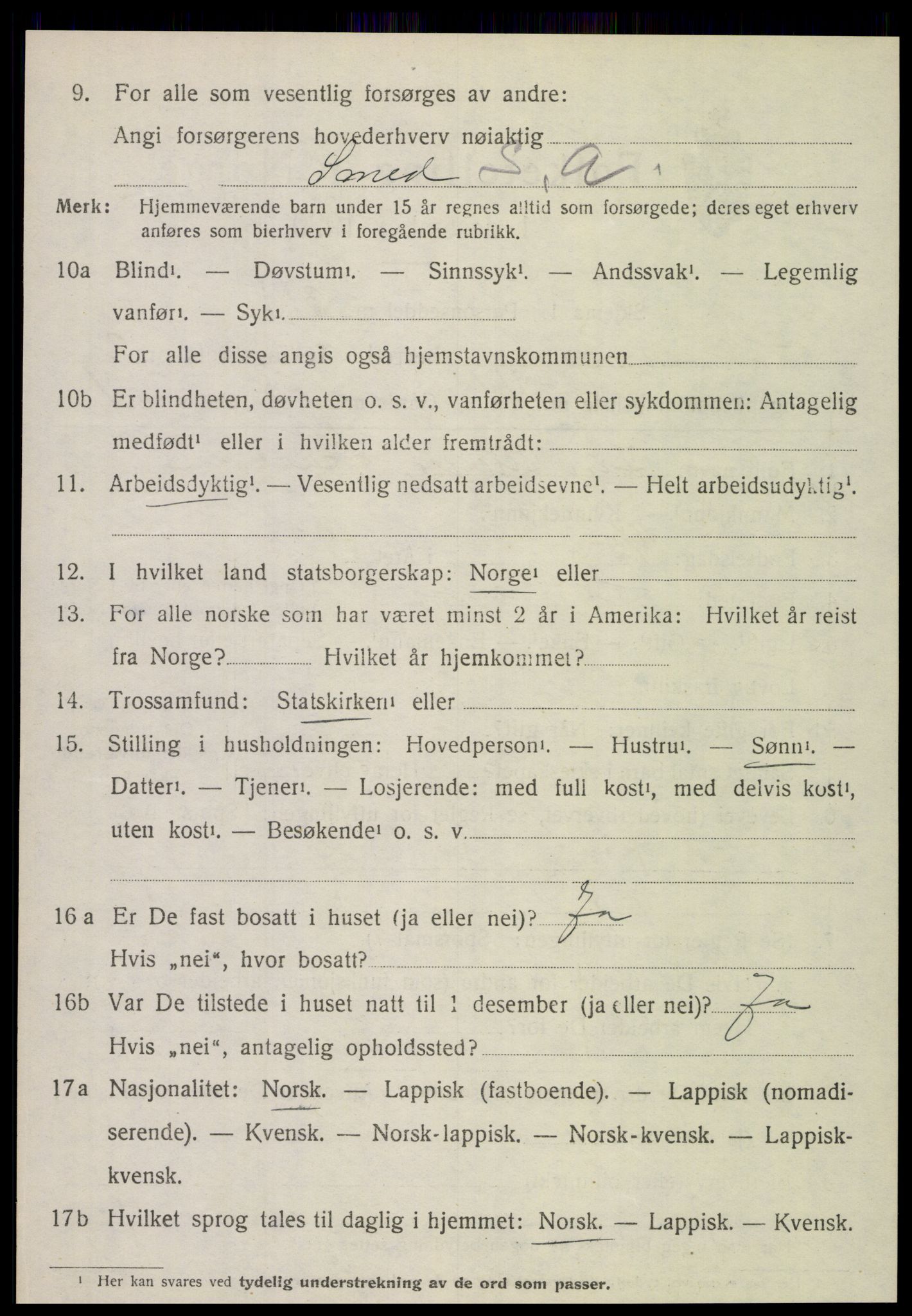SAT, 1920 census for Hamarøy, 1920, p. 2003