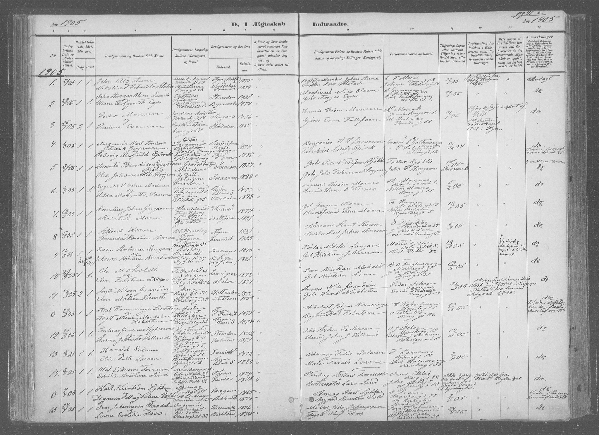 Ministerialprotokoller, klokkerbøker og fødselsregistre - Sør-Trøndelag, SAT/A-1456/601/L0064: Parish register (official) no. 601A31, 1891-1911, p. 91e