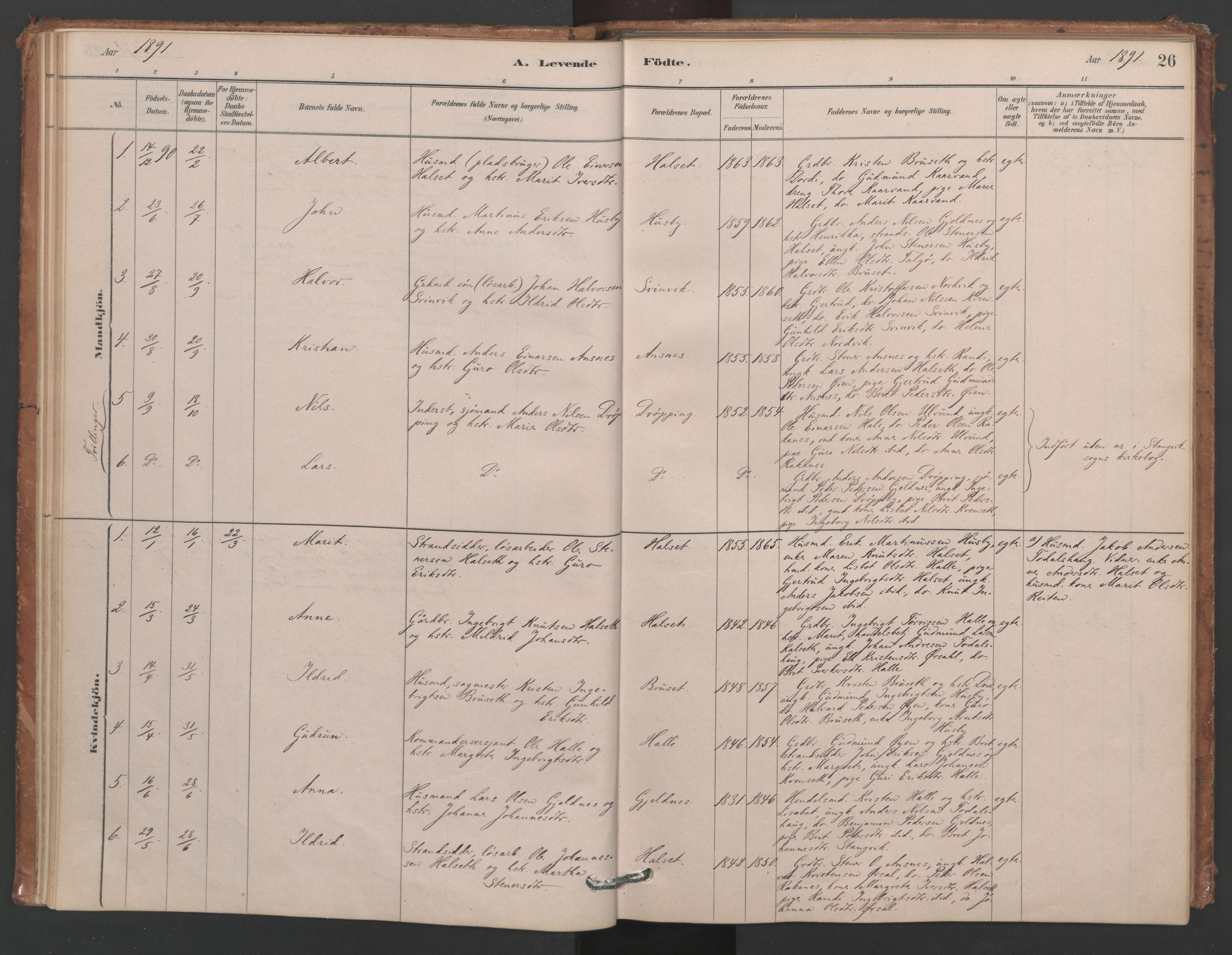 Ministerialprotokoller, klokkerbøker og fødselsregistre - Møre og Romsdal, AV/SAT-A-1454/593/L1034: Parish register (official) no. 593A01, 1879-1911, p. 26