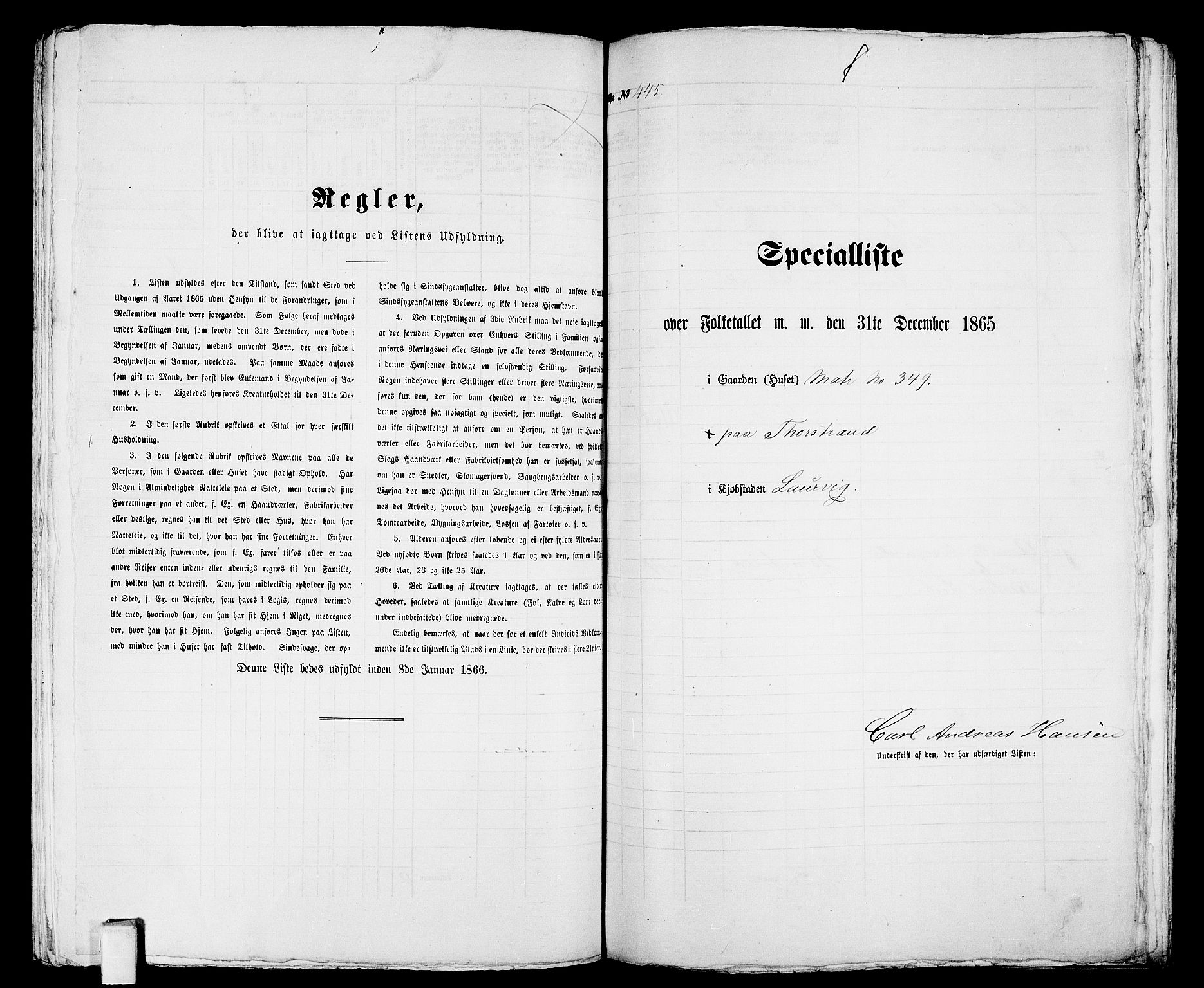 RA, 1865 census for Larvik, 1865, p. 914