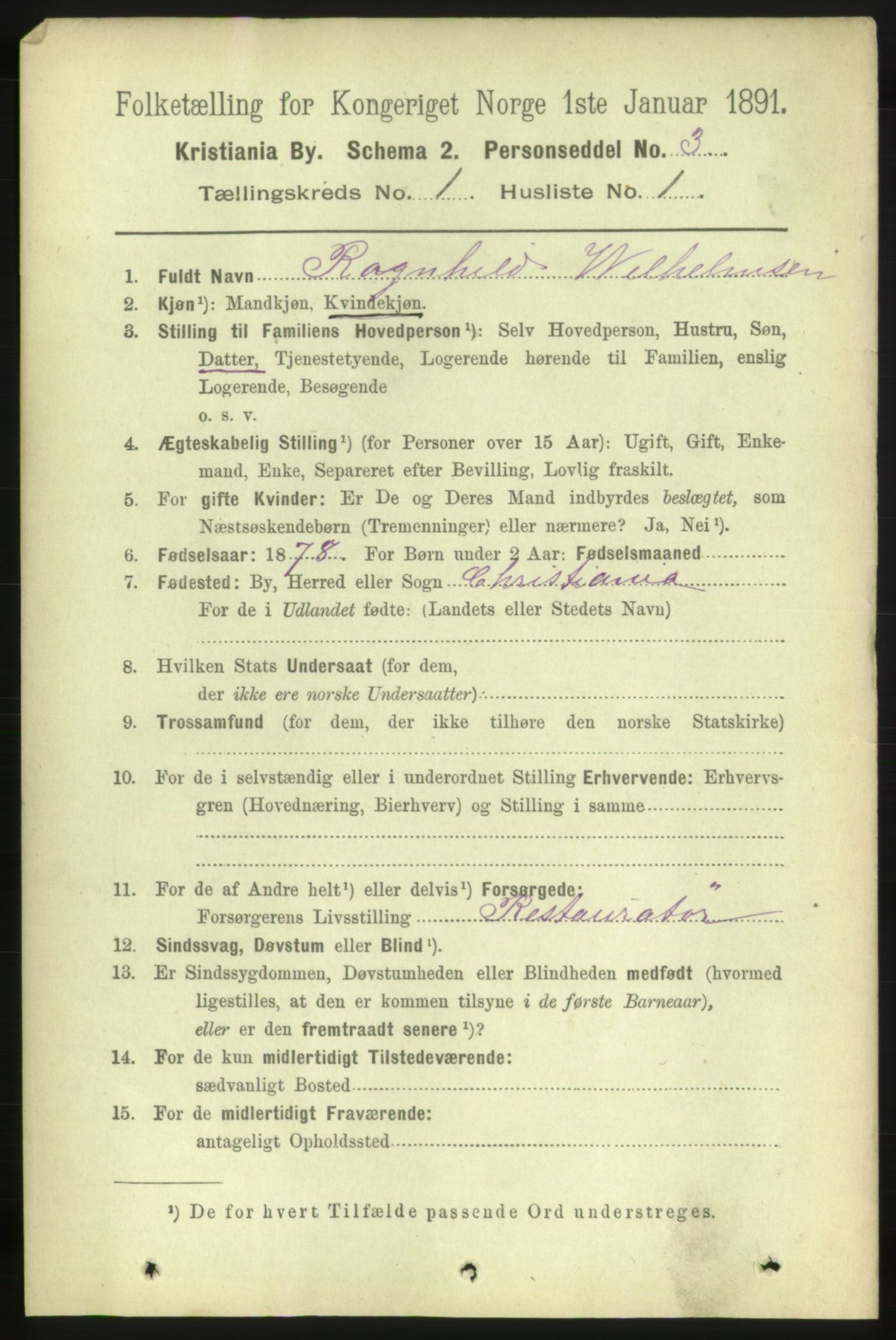 RA, 1891 census for 0301 Kristiania, 1891, p. 337