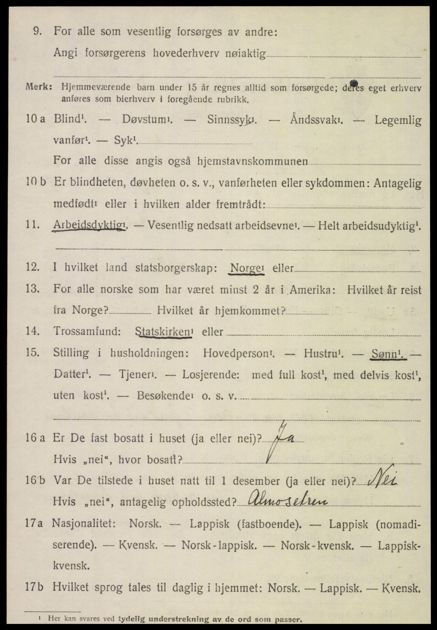 SAT, 1920 census for Snåsa, 1920, p. 3675