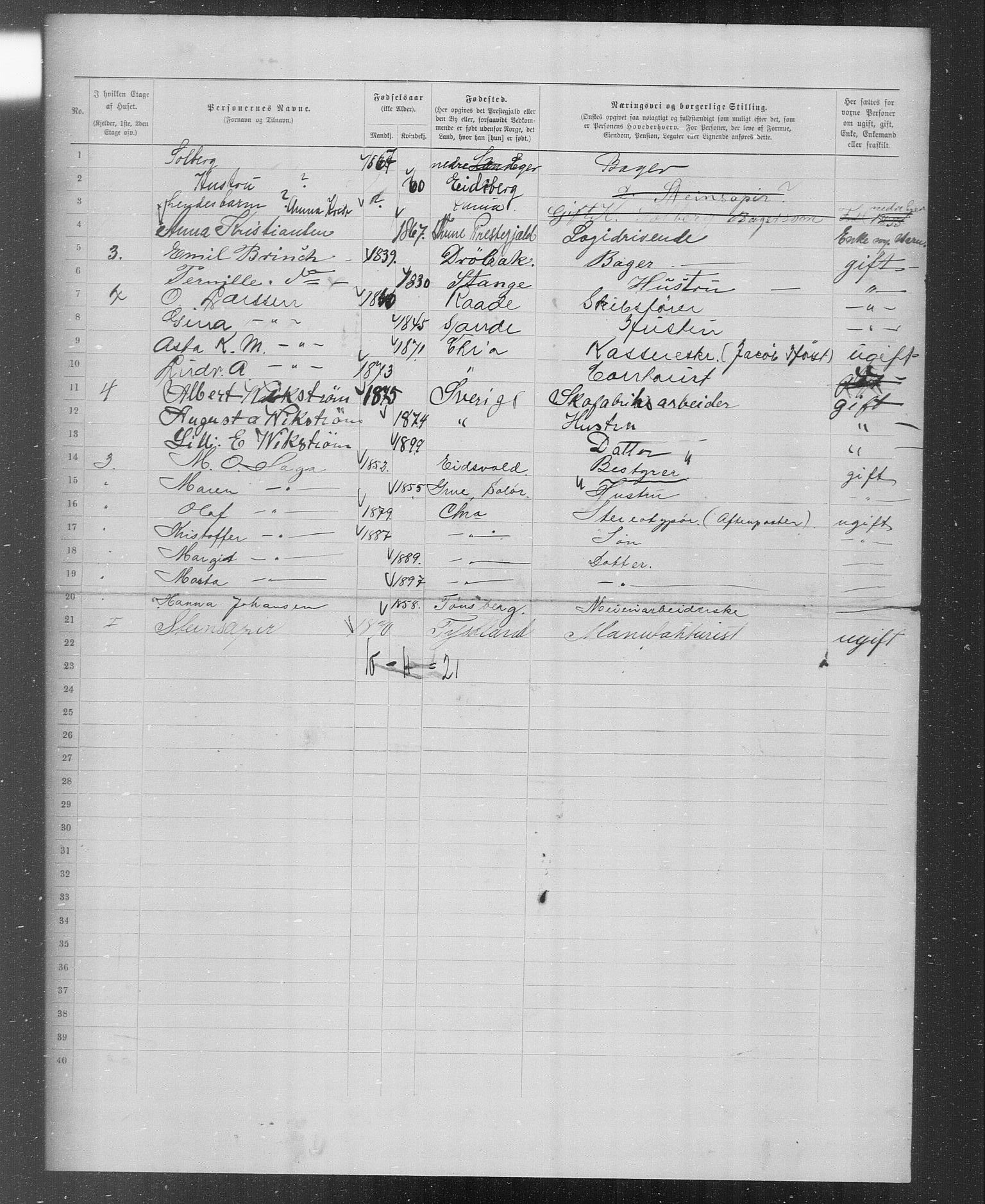 OBA, Municipal Census 1899 for Kristiania, 1899, p. 2396