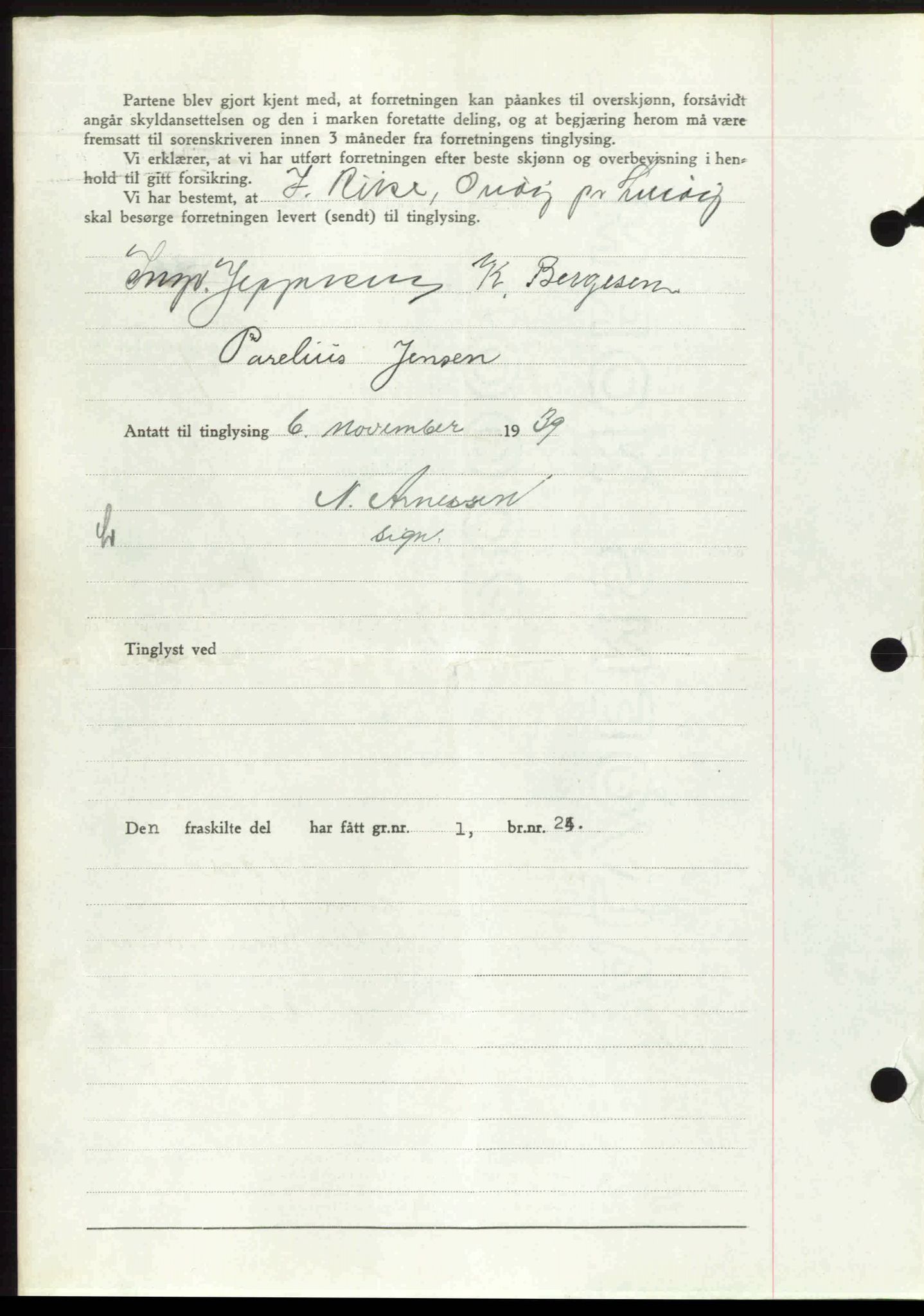 Rana sorenskriveri , AV/SAT-A-1108/1/2/2C: Mortgage book no. A 6, 1939-1940, Diary no: : 1714/1939