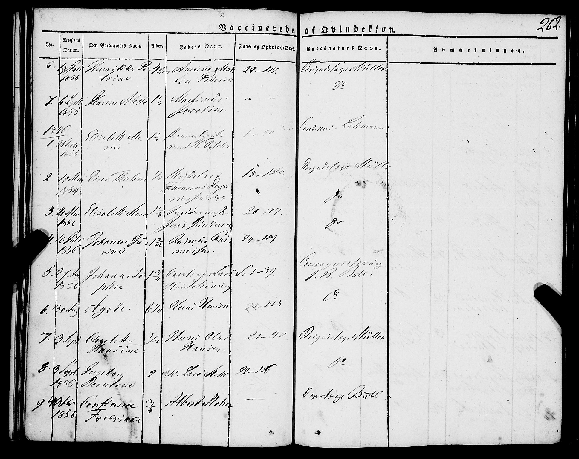 Korskirken sokneprestembete, AV/SAB-A-76101/H/Haa/L0050: Parish register (official) no. F 1, 1821-1869, p. 262