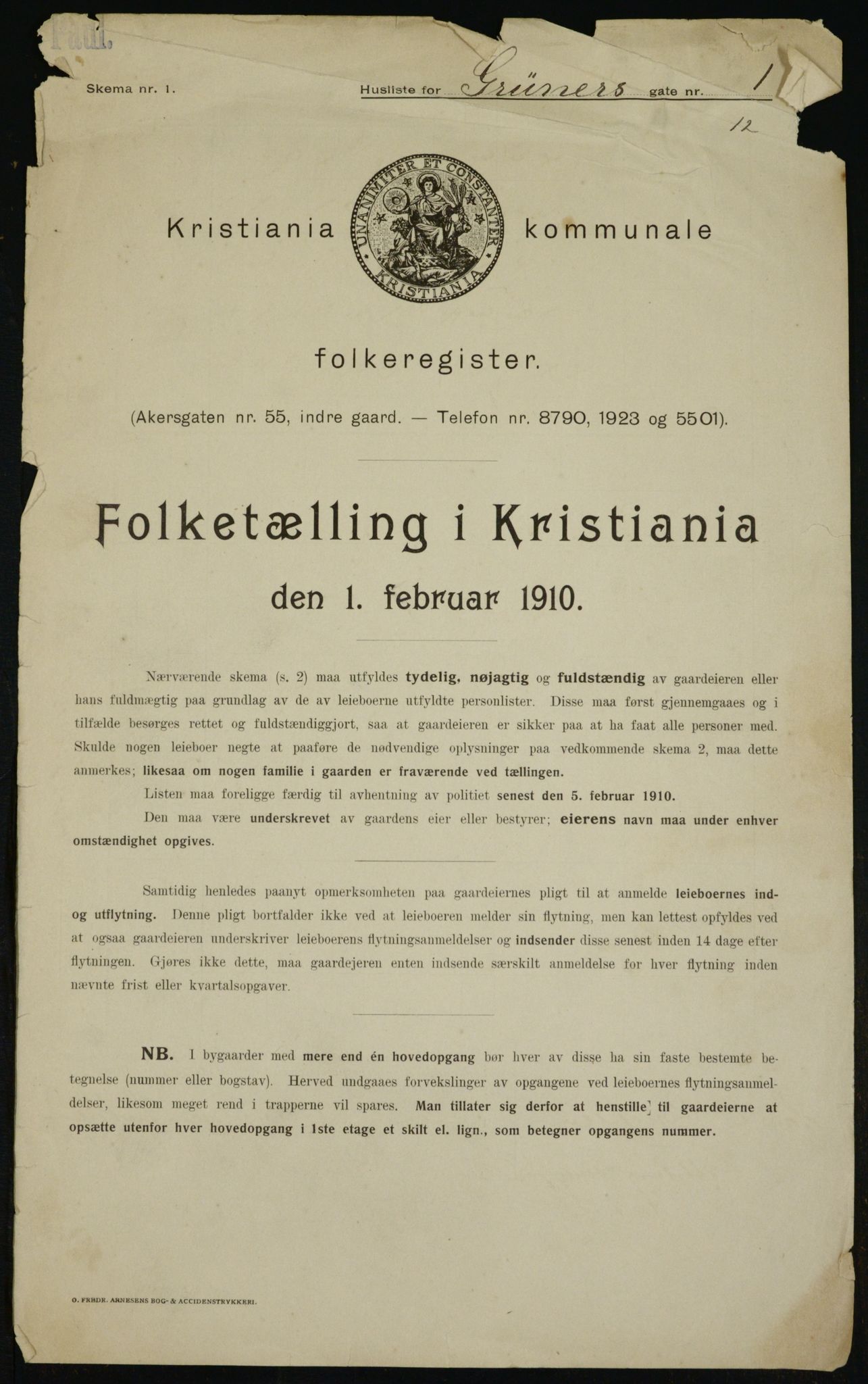 OBA, Municipal Census 1910 for Kristiania, 1910, p. 29352