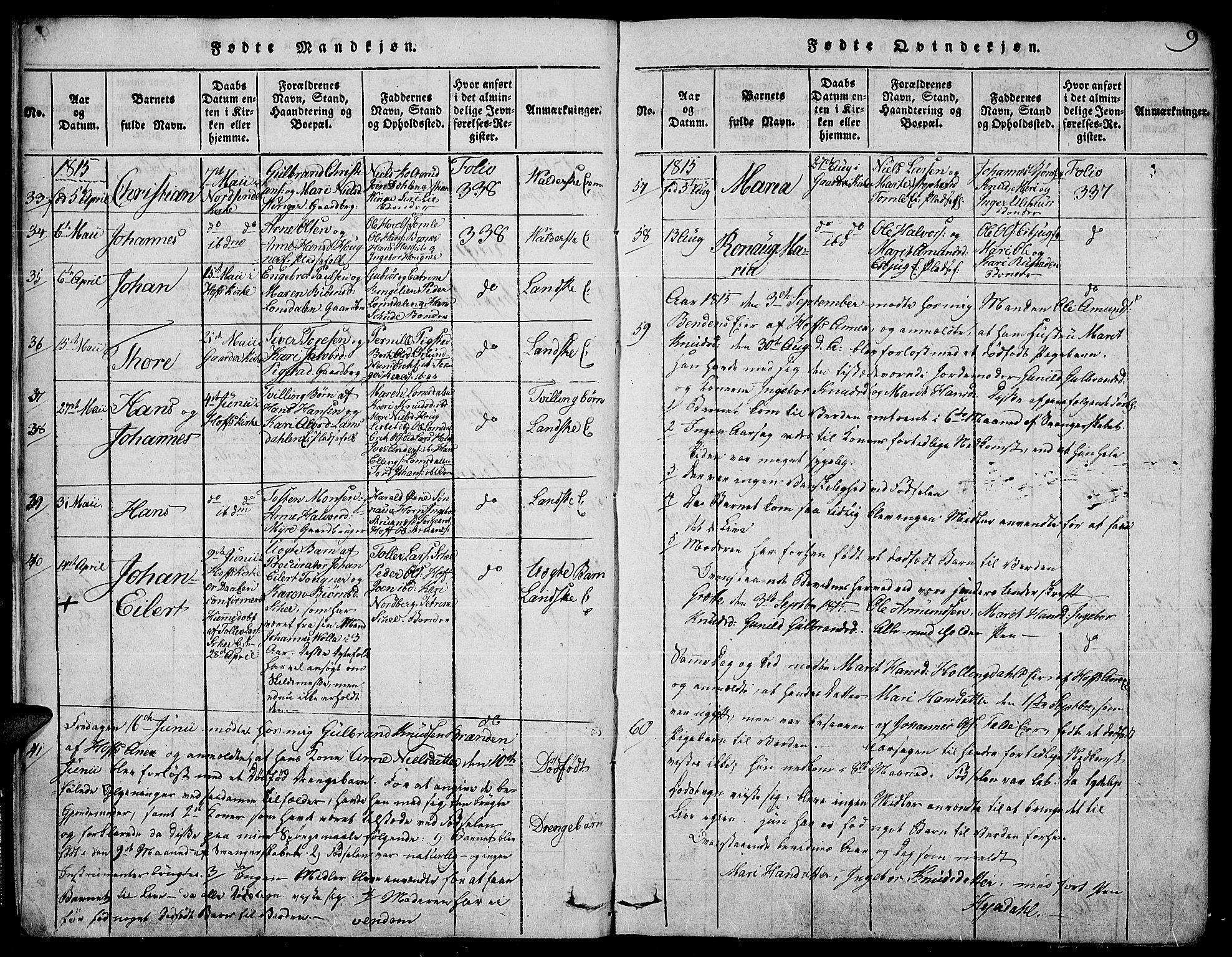 Land prestekontor, AV/SAH-PREST-120/H/Ha/Haa/L0007: Parish register (official) no. 7, 1814-1830, p. 9