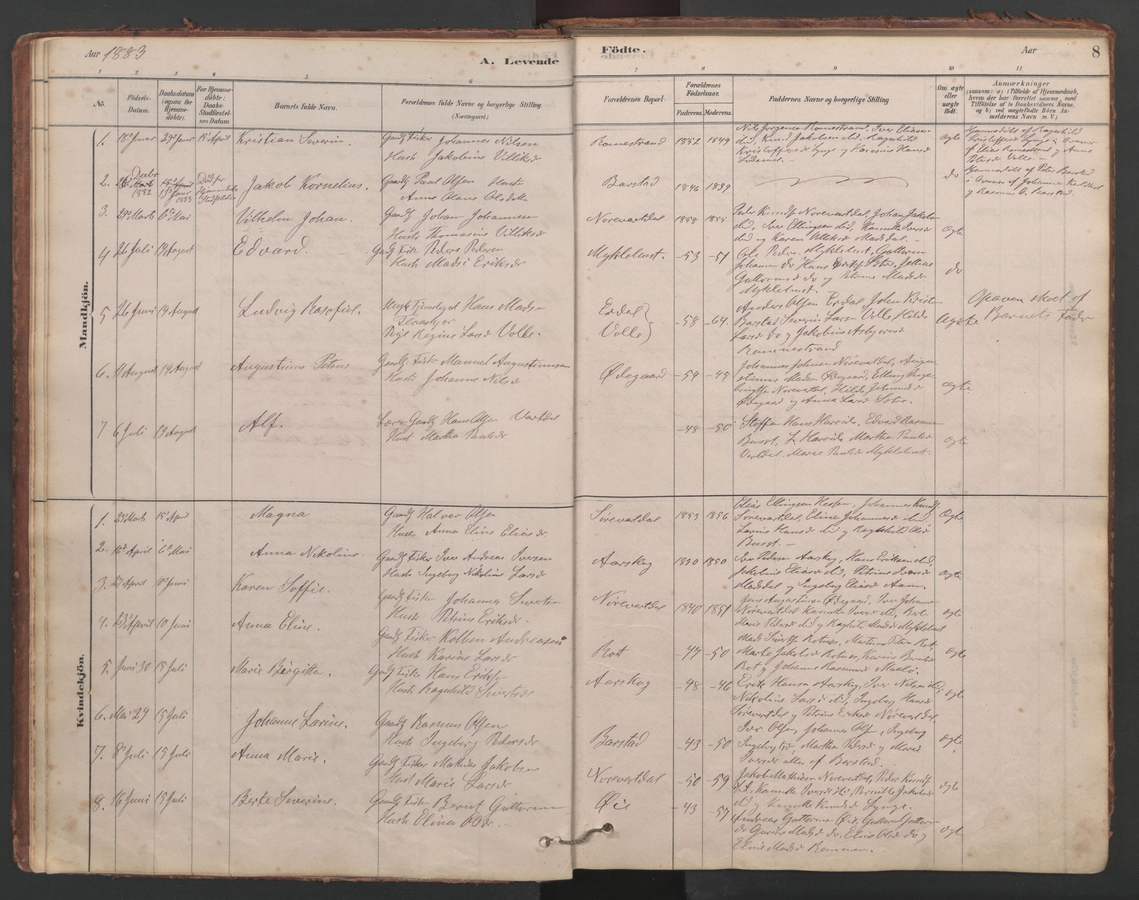 Ministerialprotokoller, klokkerbøker og fødselsregistre - Møre og Romsdal, SAT/A-1454/514/L0201: Parish register (copy) no. 514C01, 1878-1919, p. 8