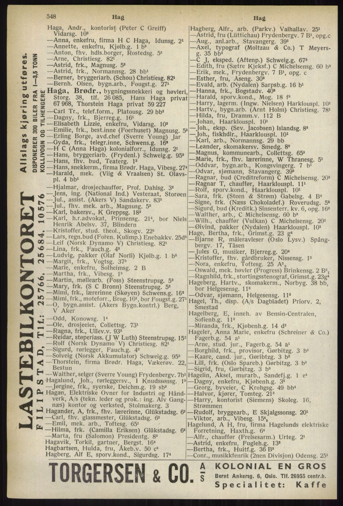 Kristiania/Oslo adressebok, PUBL/-, 1937, p. 548