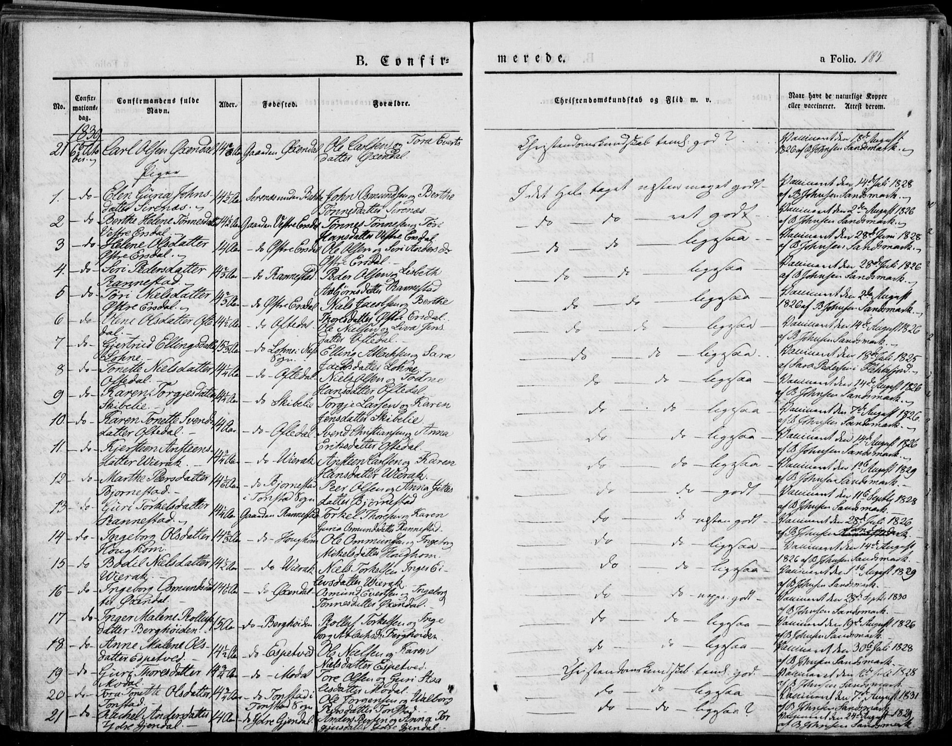 Bakke sokneprestkontor, SAK/1111-0002/F/Fa/Faa/L0004: Parish register (official) no. A 4, 1834-1846, p. 185
