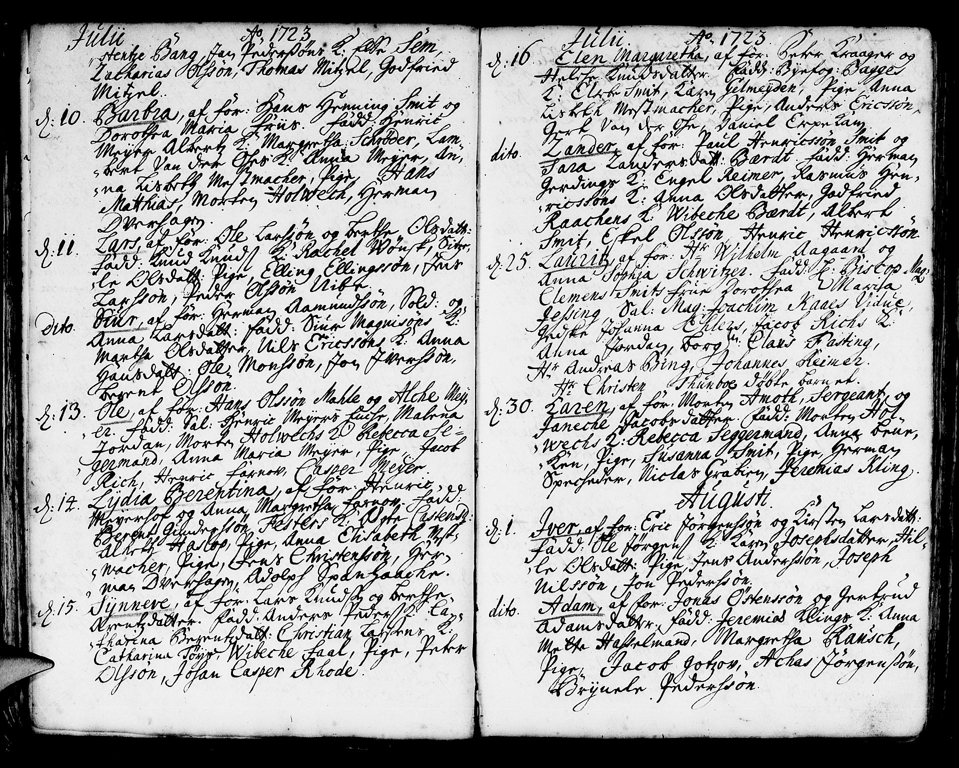 Korskirken sokneprestembete, AV/SAB-A-76101/H/Haa/L0004: Parish register (official) no. A 4, 1720-1750, p. 35