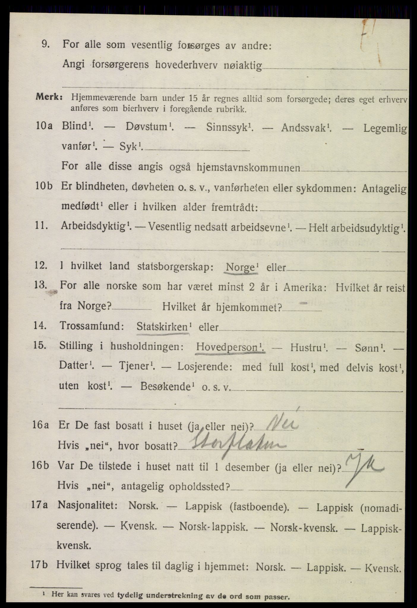 SAT, 1920 census for Meløy, 1920, p. 3450