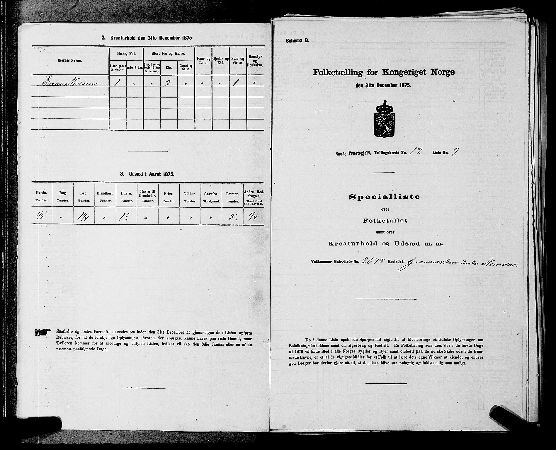 SAKO, 1875 census for 0822P Sauherad, 1875, p. 1362