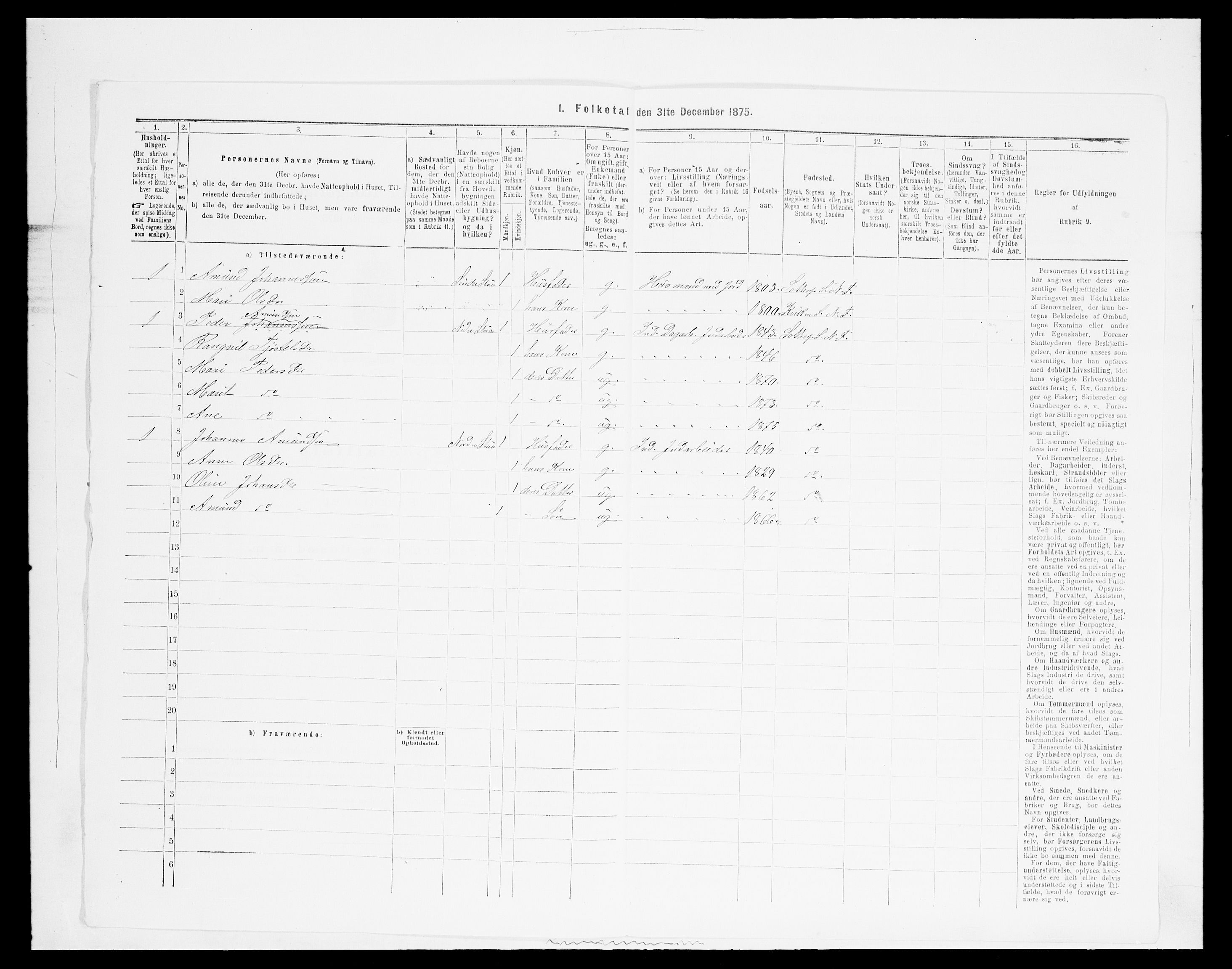 SAH, 1875 census for 0518P Nord-Fron, 1875, p. 523