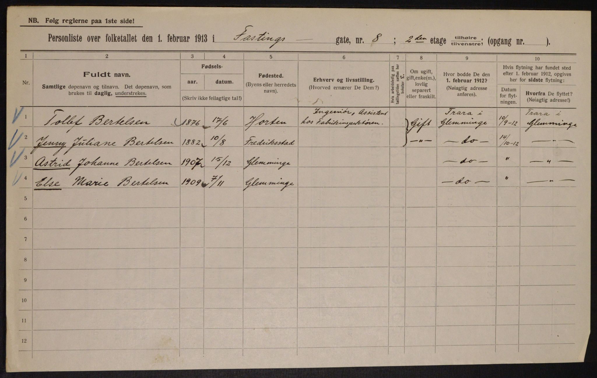 OBA, Municipal Census 1913 for Kristiania, 1913, p. 23803