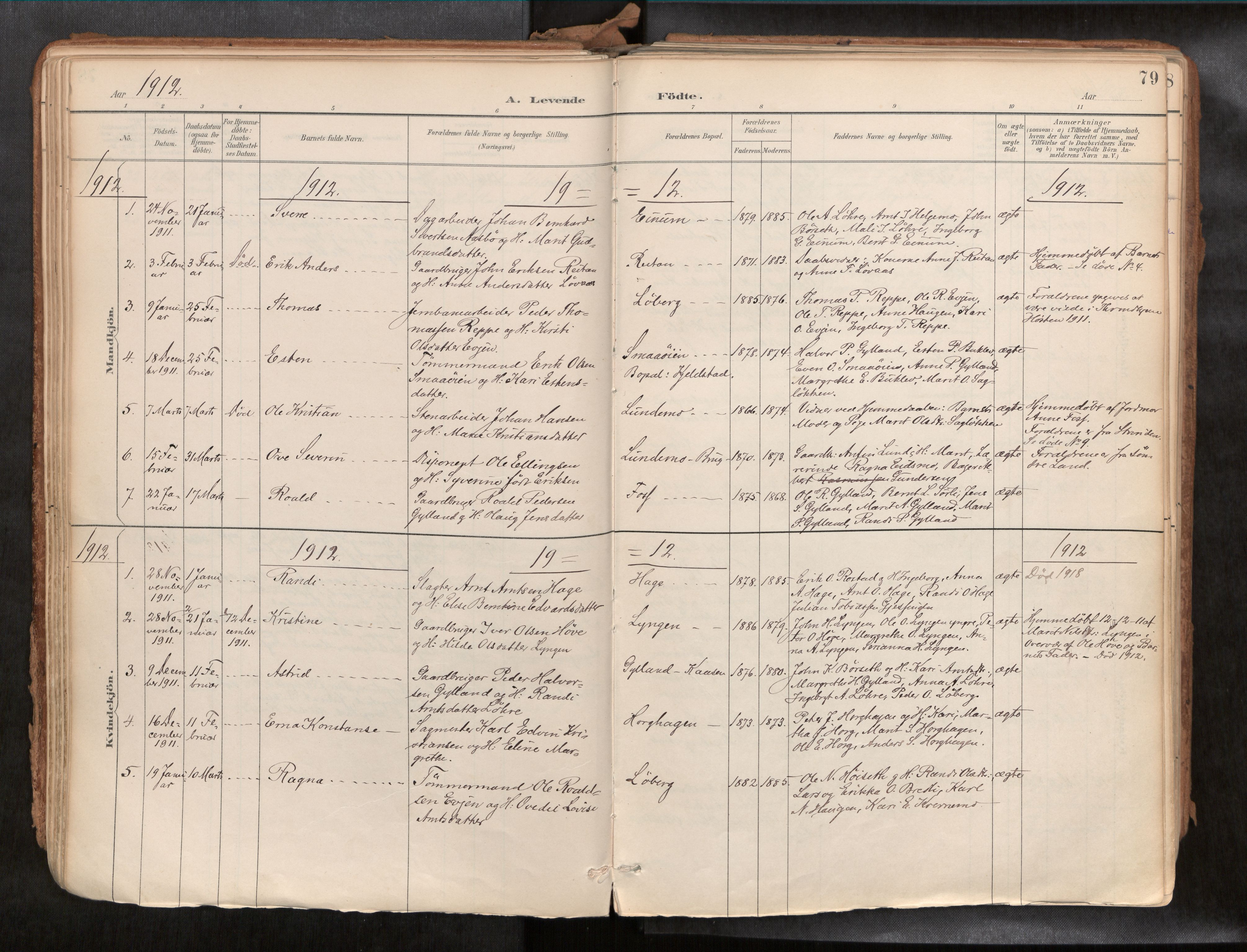 Ministerialprotokoller, klokkerbøker og fødselsregistre - Sør-Trøndelag, SAT/A-1456/692/L1105b: Parish register (official) no. 692A06, 1891-1934, p. 79