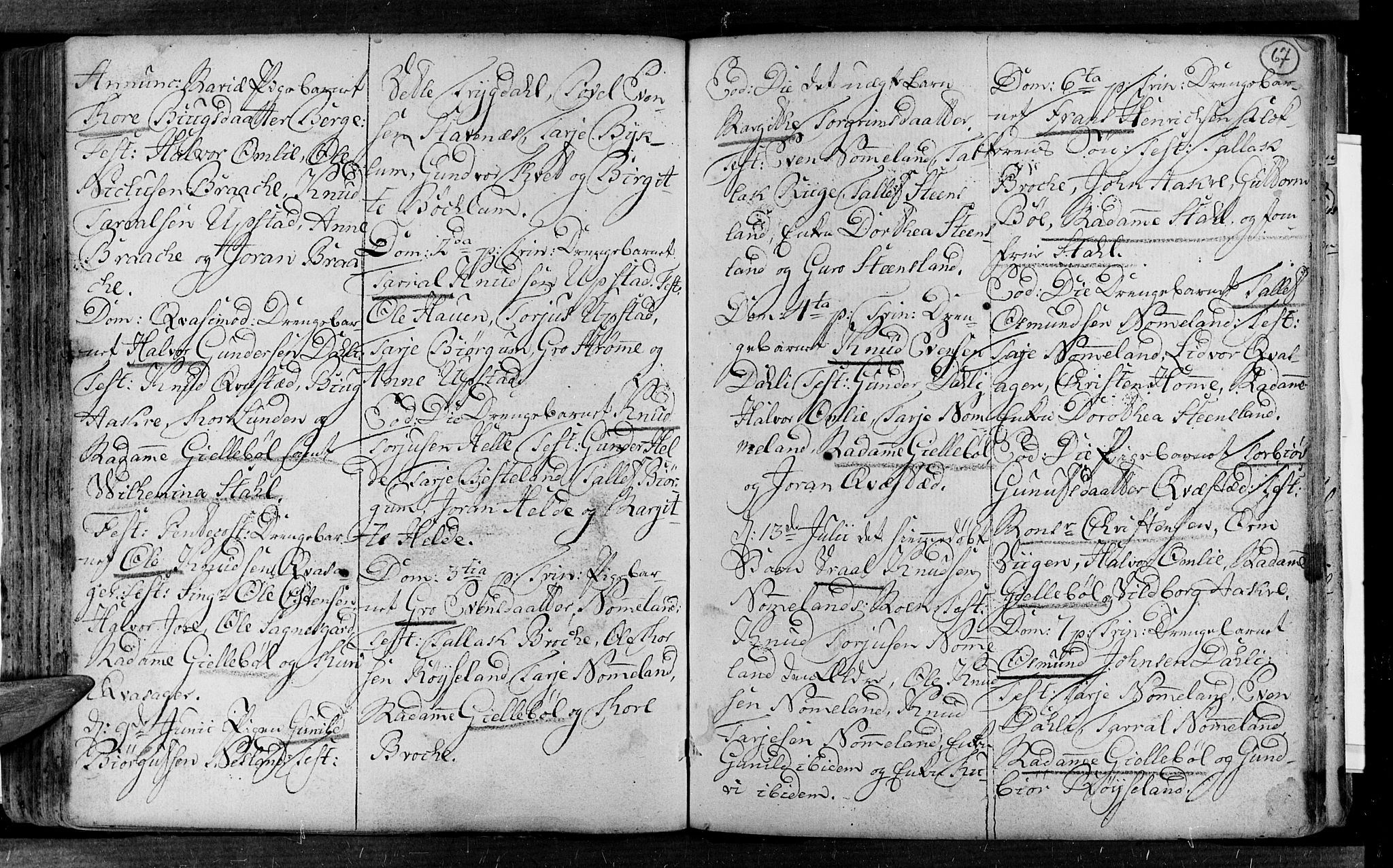 Valle sokneprestkontor, AV/SAK-1111-0044/F/Fa/Fac/L0002: Parish register (official) no. A 2, 1745-1776, p. 67