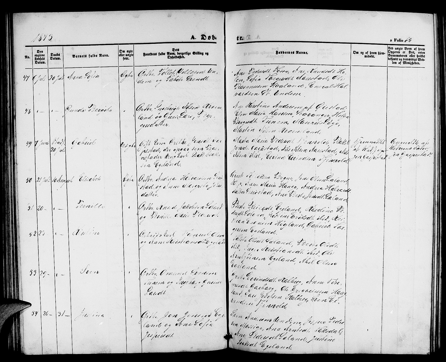 Lye sokneprestkontor, AV/SAST-A-101794/001/30BB/L0004: Parish register (copy) no. B 4, 1868-1878, p. 62