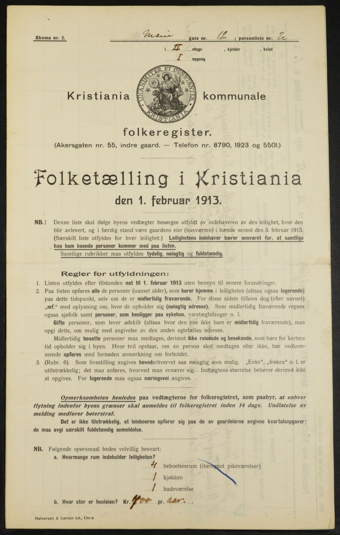 OBA, Municipal Census 1913 for Kristiania, 1913, p. 62758