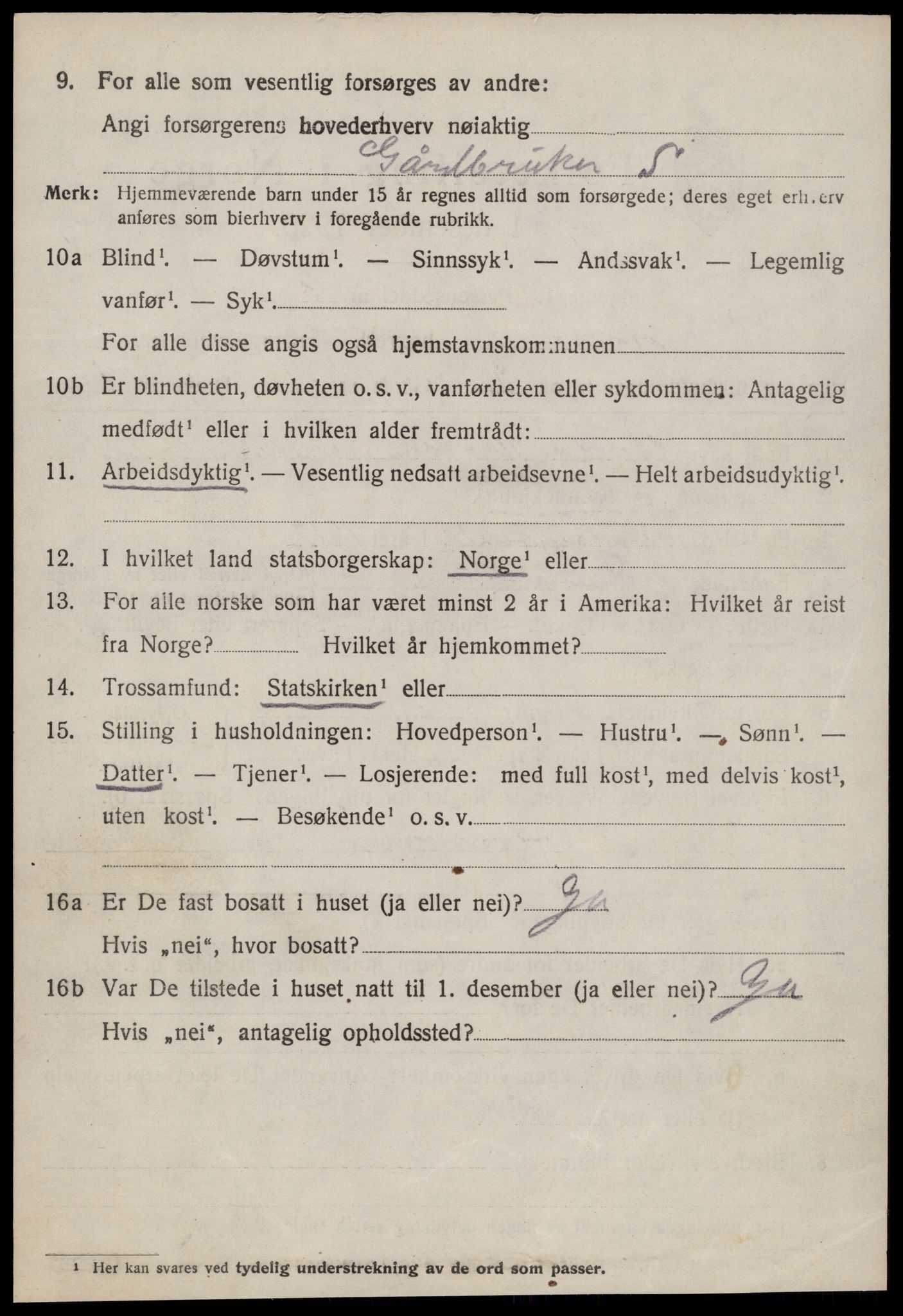 SAT, 1920 census for Hustad, 1920, p. 1542