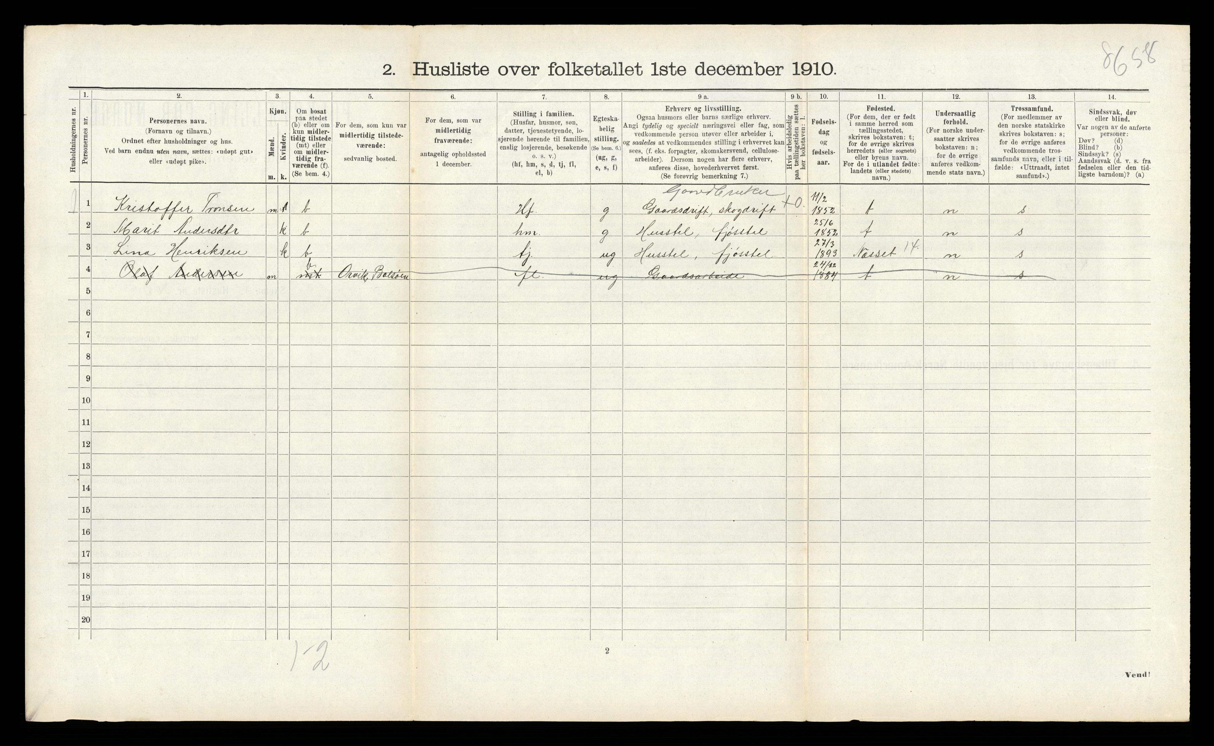 RA, 1910 census for Bolsøy, 1910, p. 1360