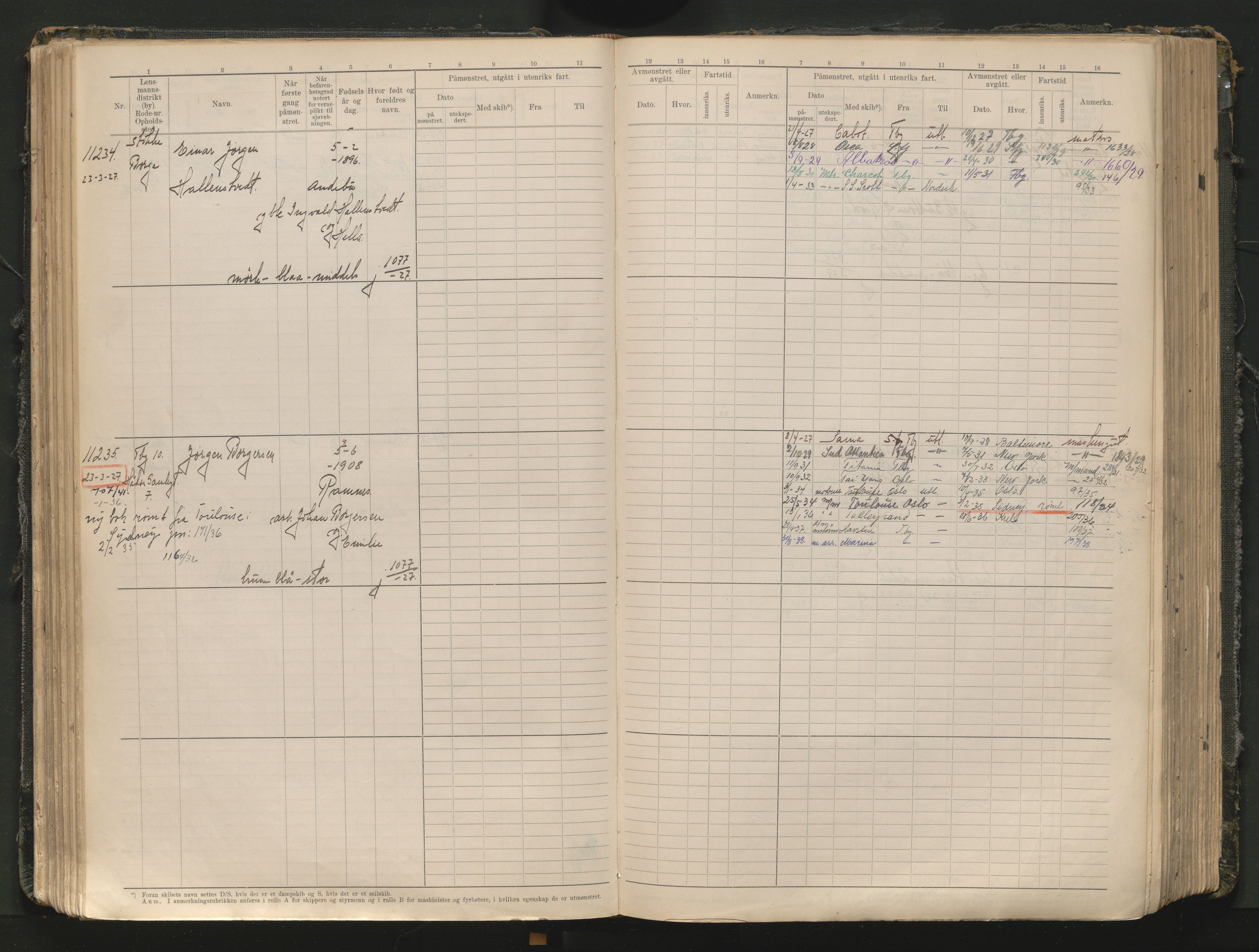 Tønsberg innrulleringskontor, AV/SAKO-A-786/F/Fc/Fcb/L0012: Hovedrulle Patent nr. 10828-12216, 1925-1948